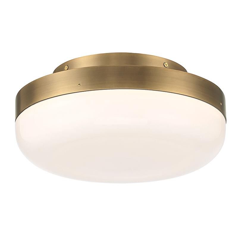 Shown in Antique Brass finish and White glass