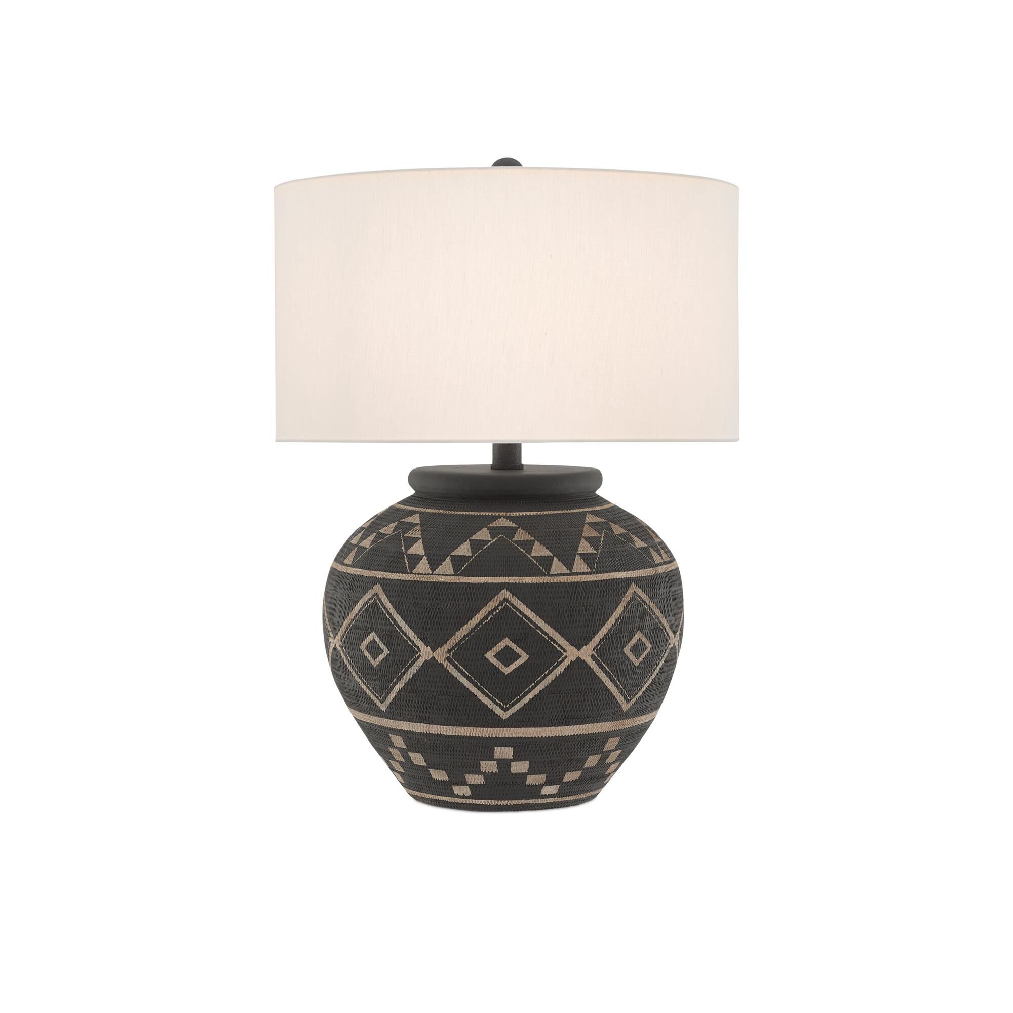 Shown in Brewed Latte/Mol Black finish and Off White Linen shade