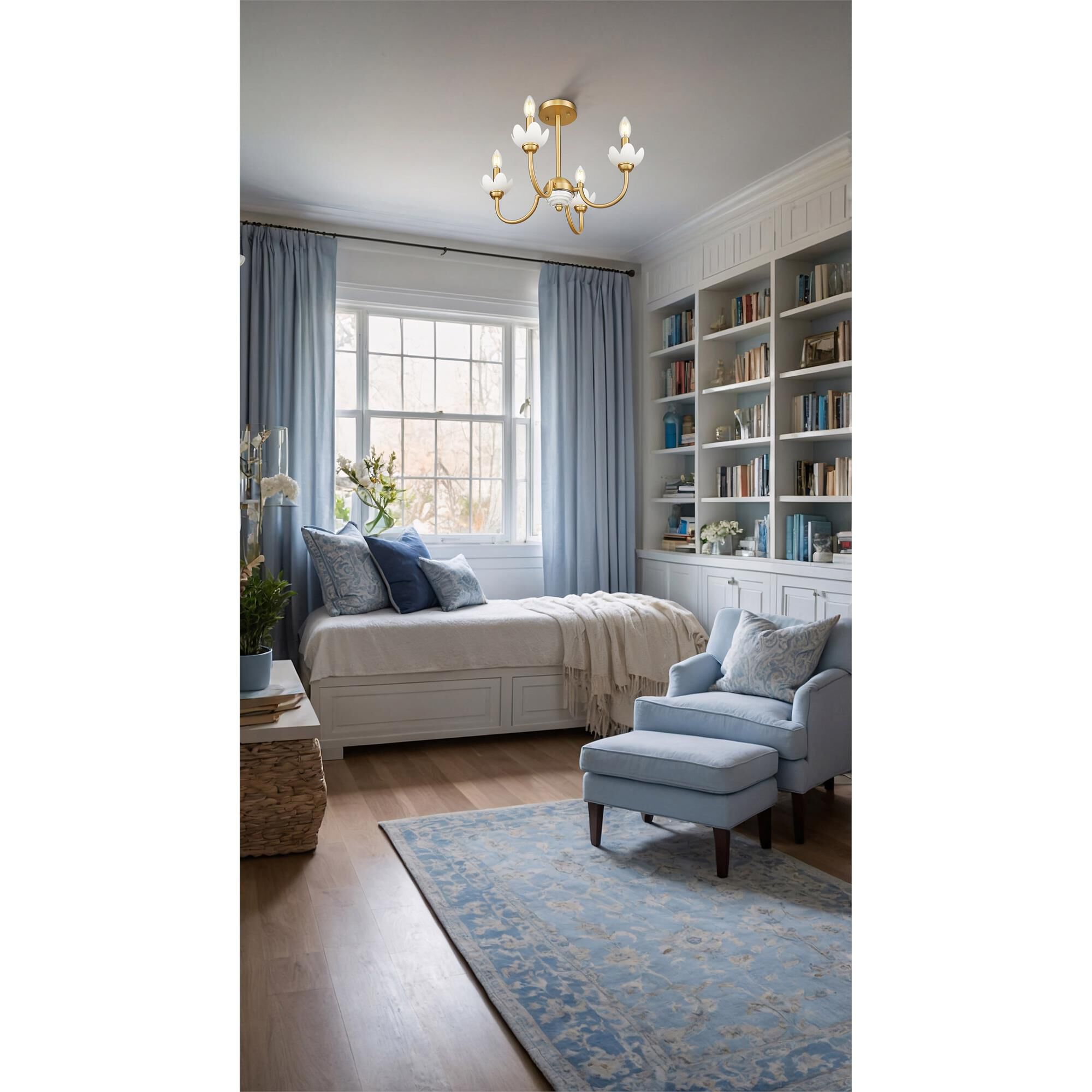 Shown in Modern Gold finish and Clear Ribbed glass and Clear Ribbed shade