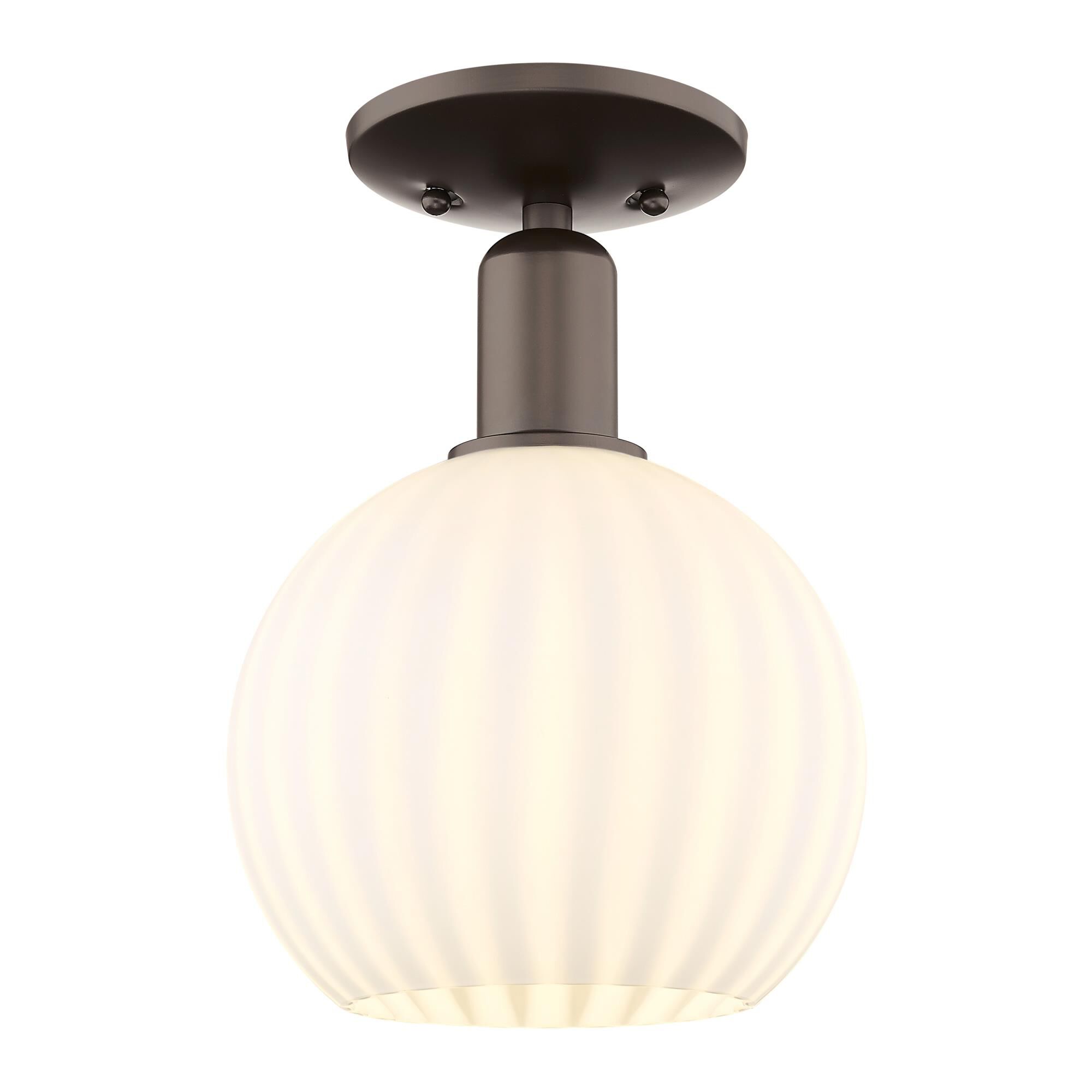 Shown in Oil Rubbed Bronze finish and White Venetian glass