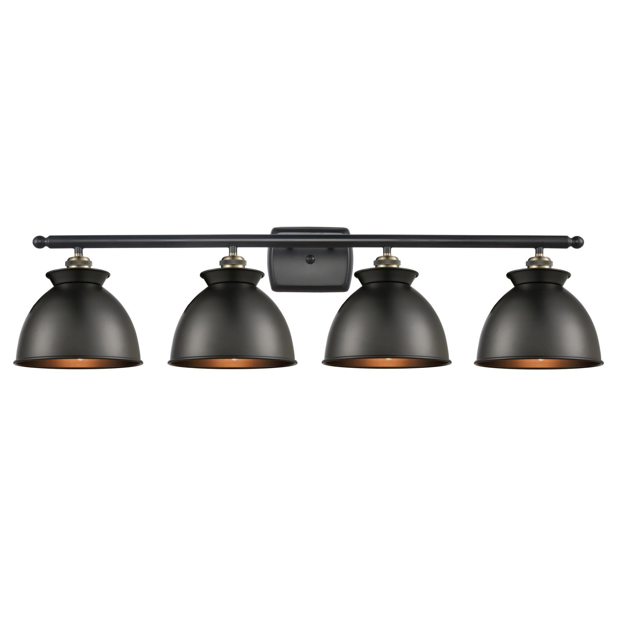 Shown in Black Antique Brass finish and Dome glass and Metal shade