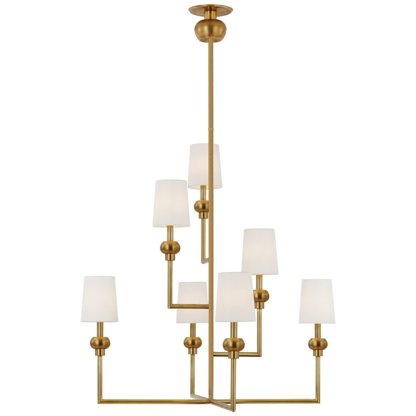 Shown in Hand-Rubbed Antique Brass finish and Linen shade