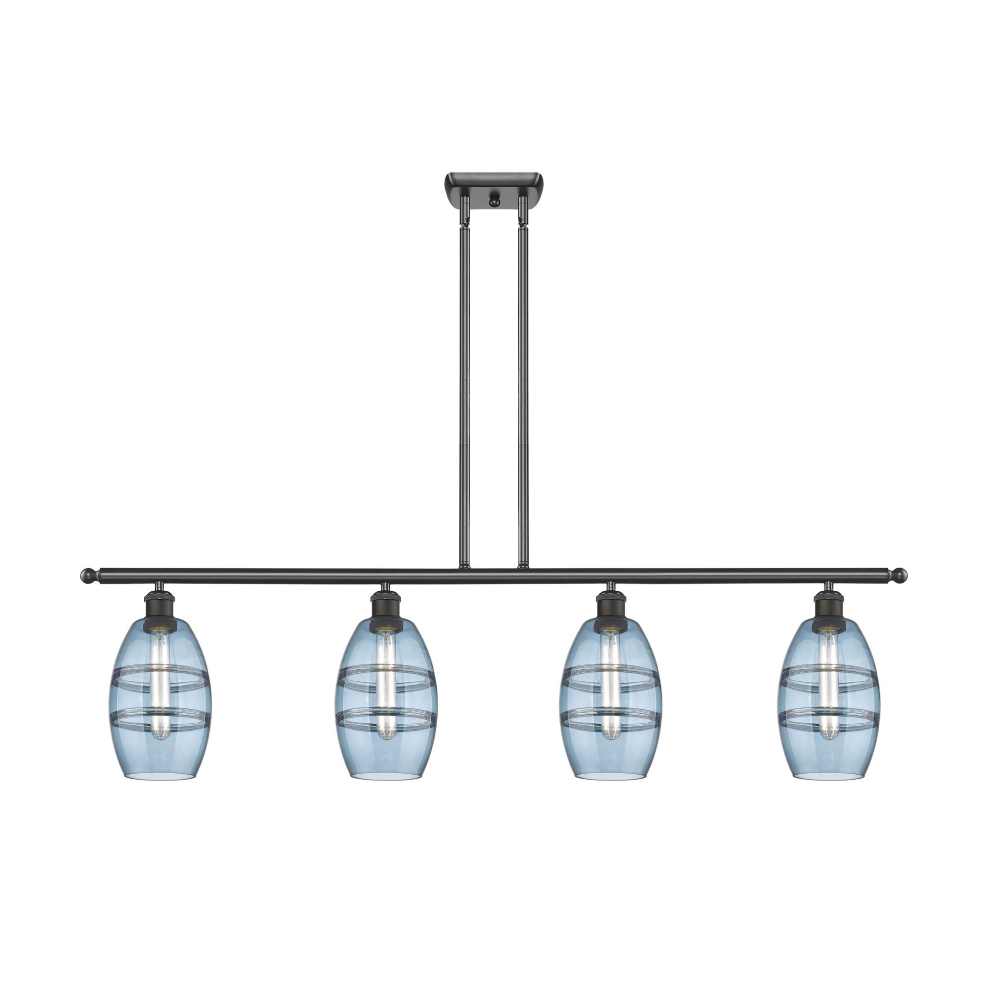 Shown in Oil Rubbed Bronze finish and Princess Blue glass