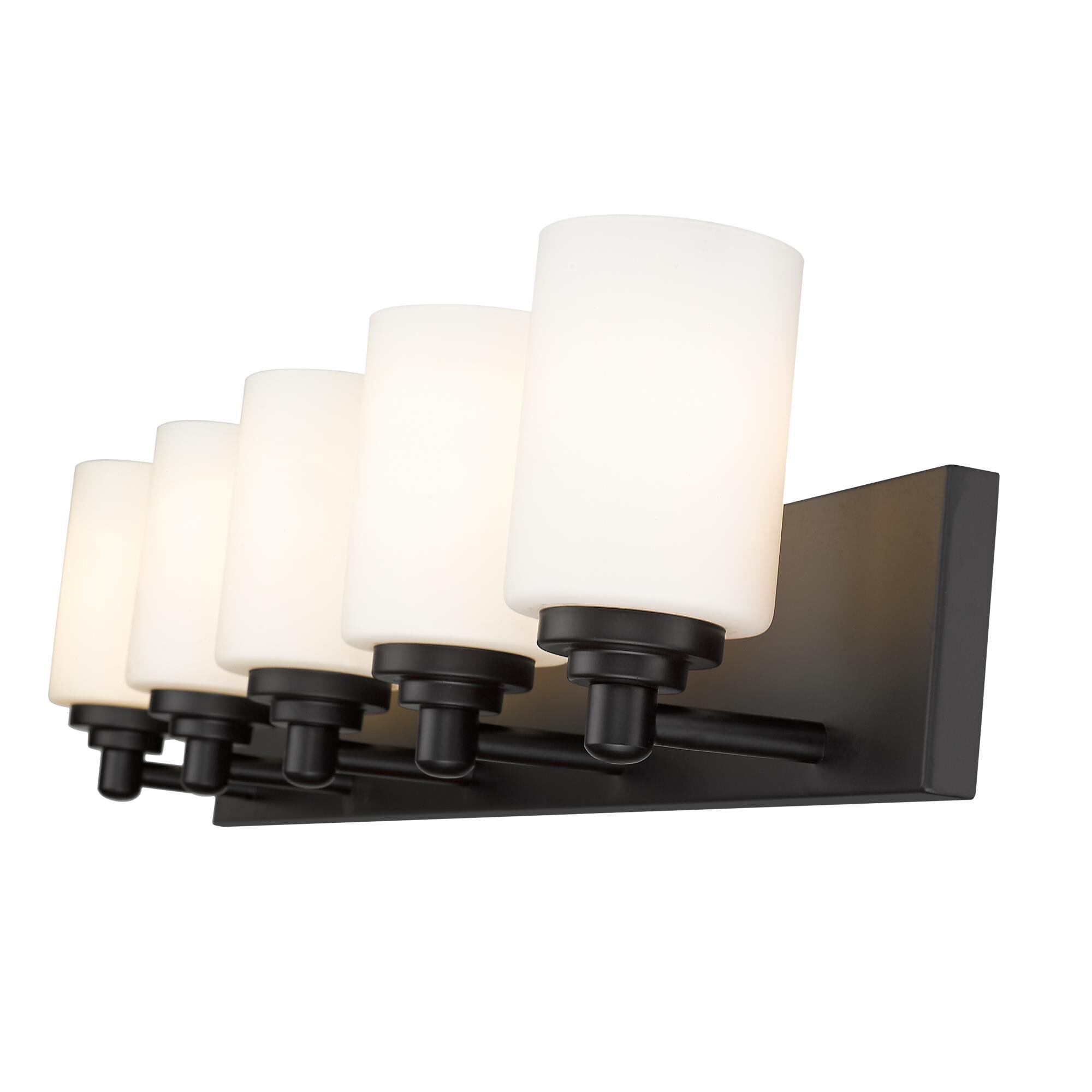 Shown in Matte Black finish and Glass shade