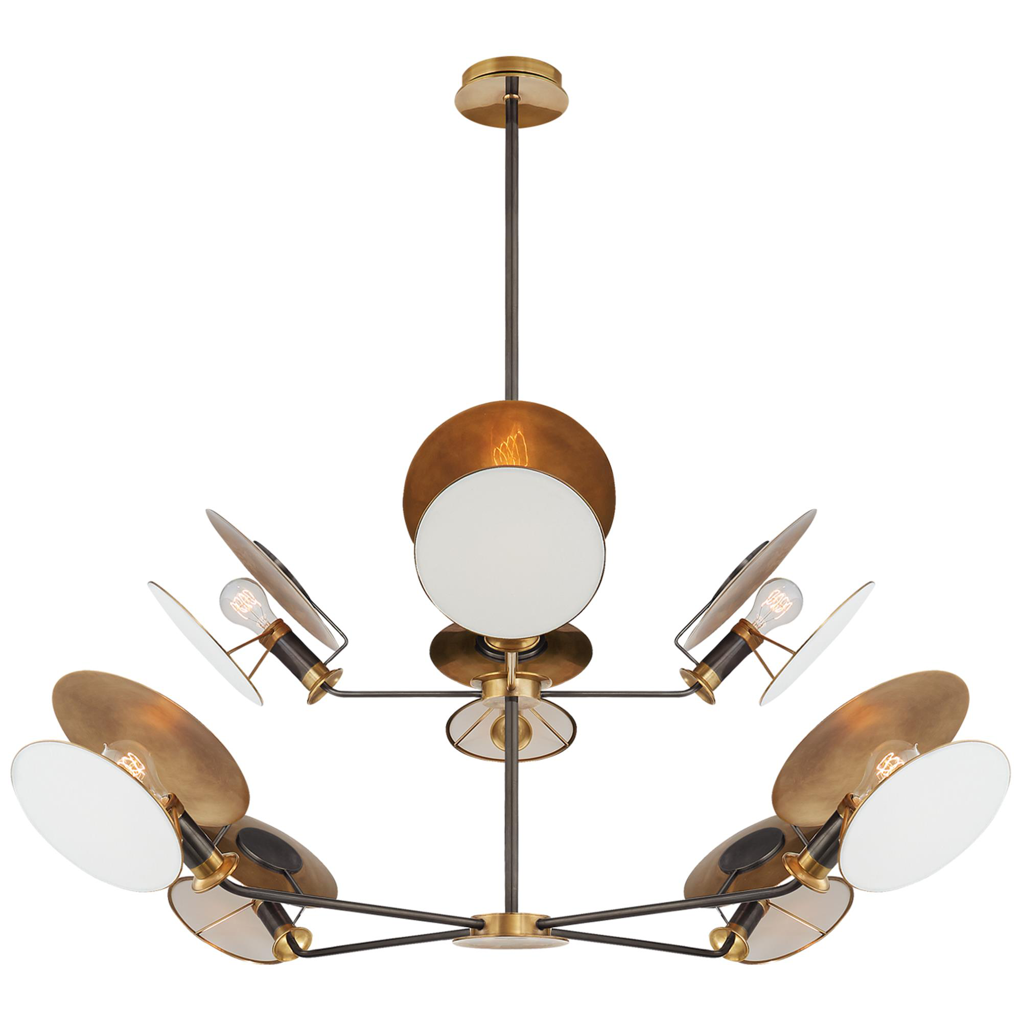 Shown in Bronze and Hand-Rubbed Antique Brass finish and Linen shade