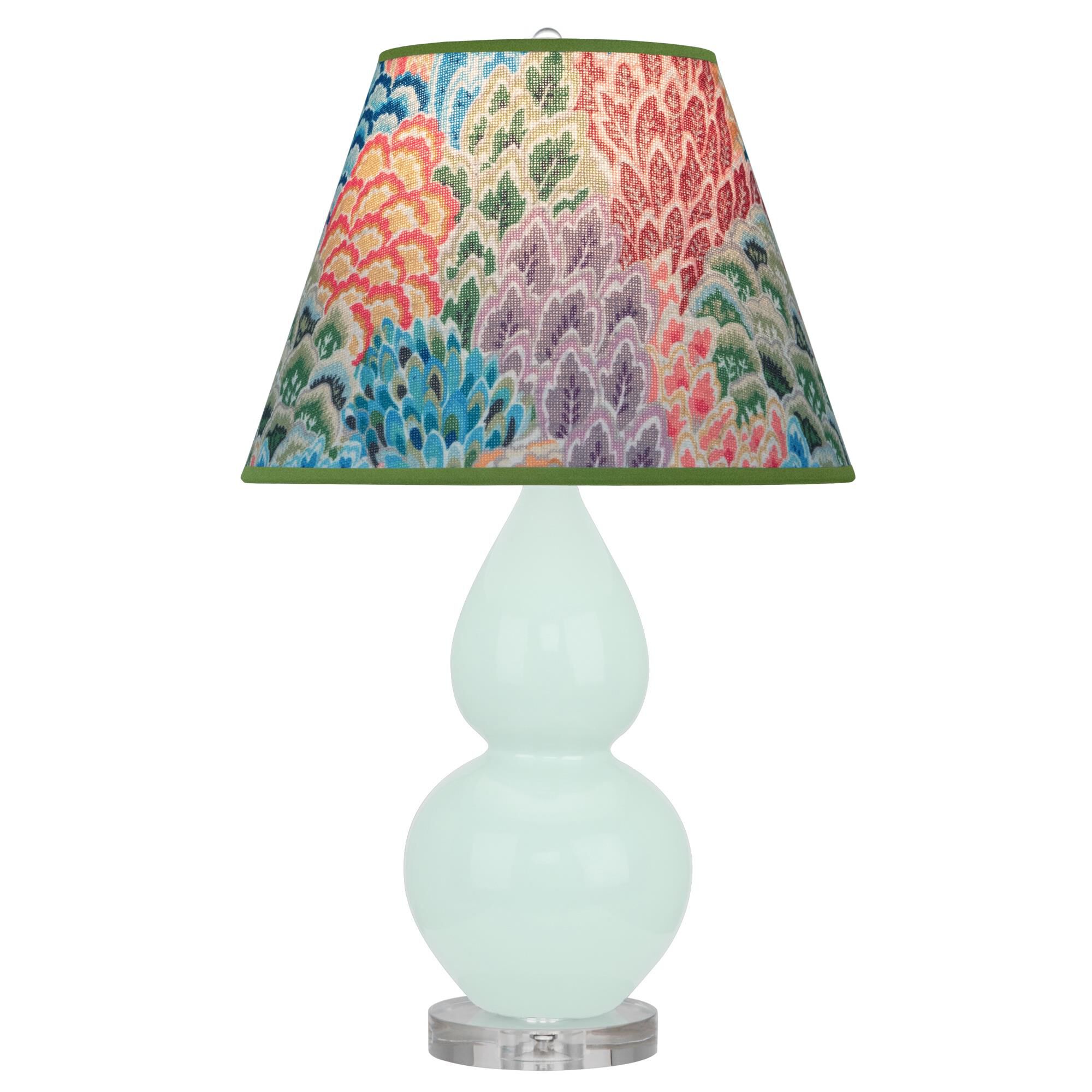 Shown in Mint Glazed finish and Spring Floral shade and Lucite accent