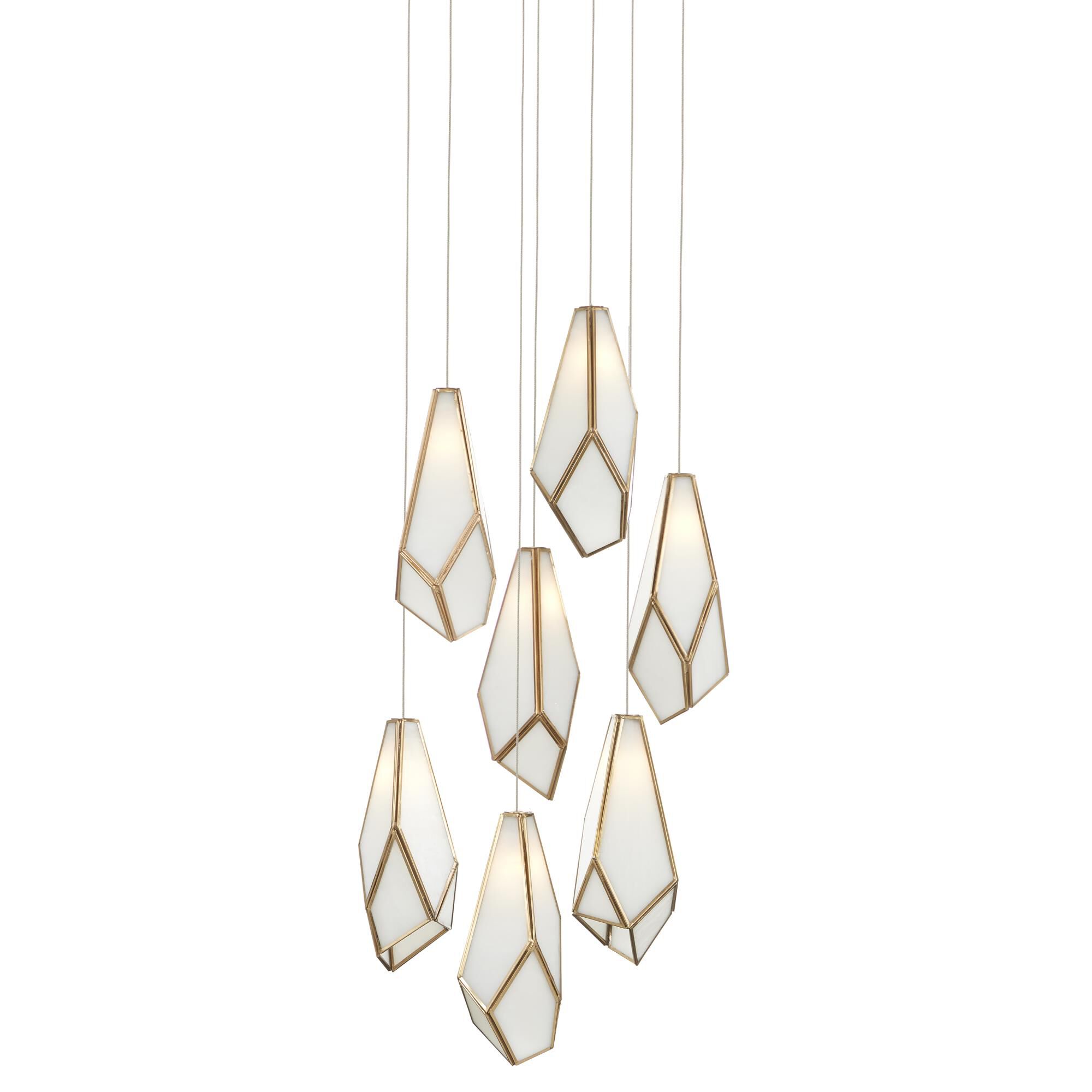 Shown in White/Antique Brass/Silver finish and White/Antique Brass/Glass/Iron shade