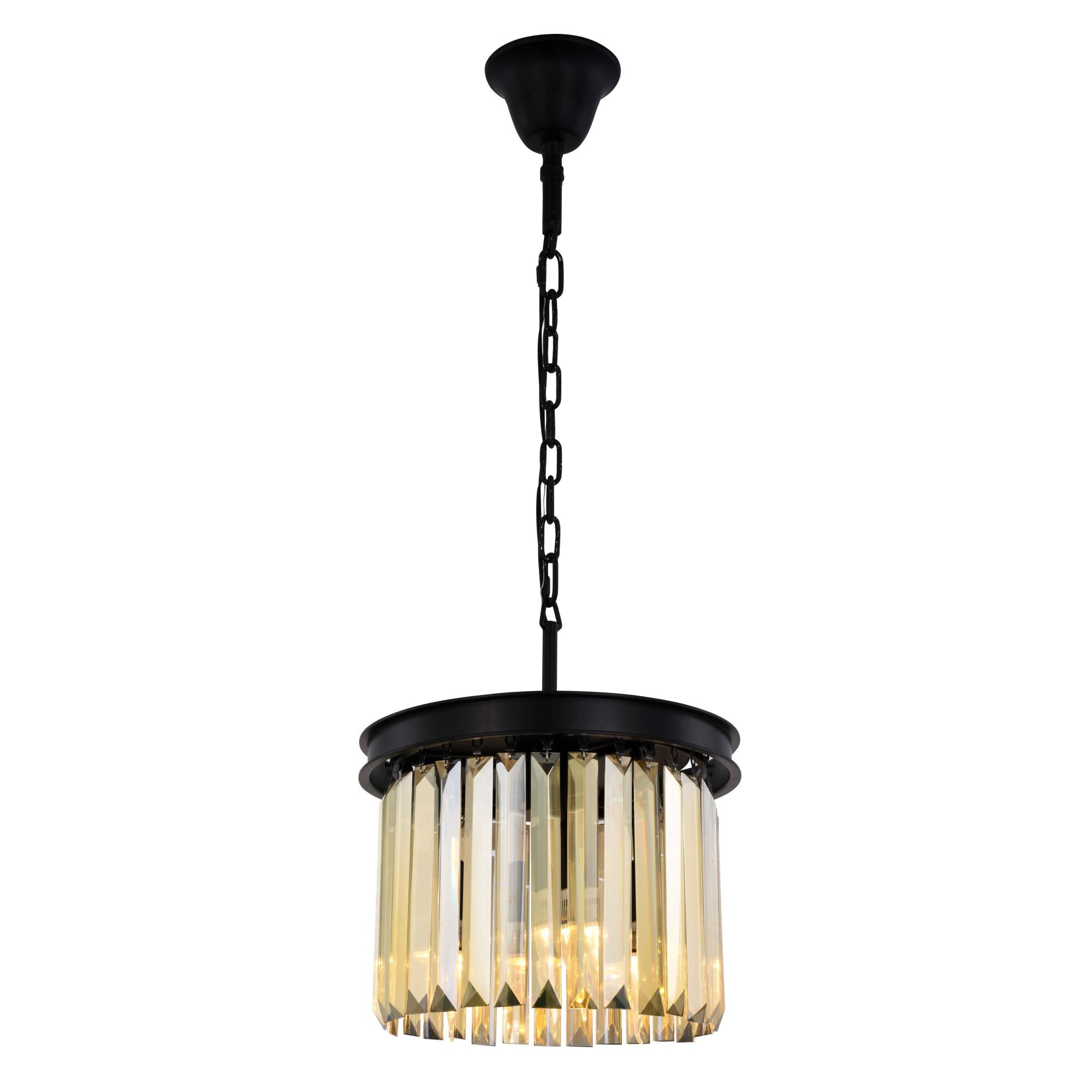 Shown in Matte Black finish and Royal Cut crystal and Golden Teak (Smoky) accent