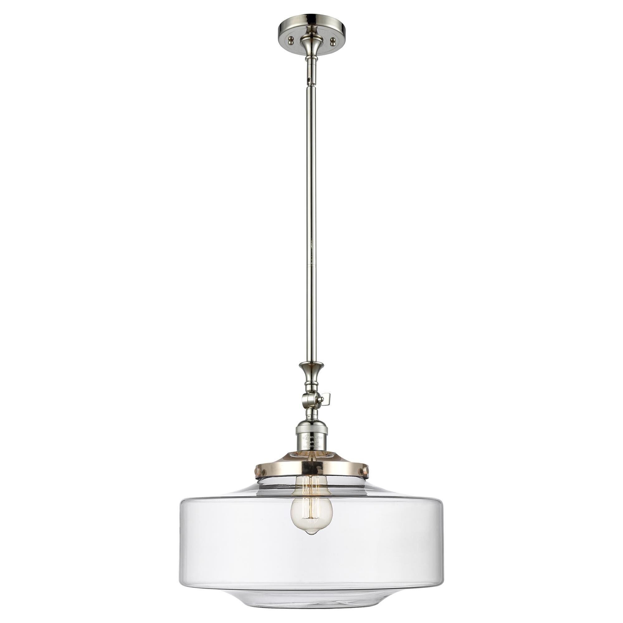 Shown in Polished Nickel finish and Clear Large Bridgeton glass