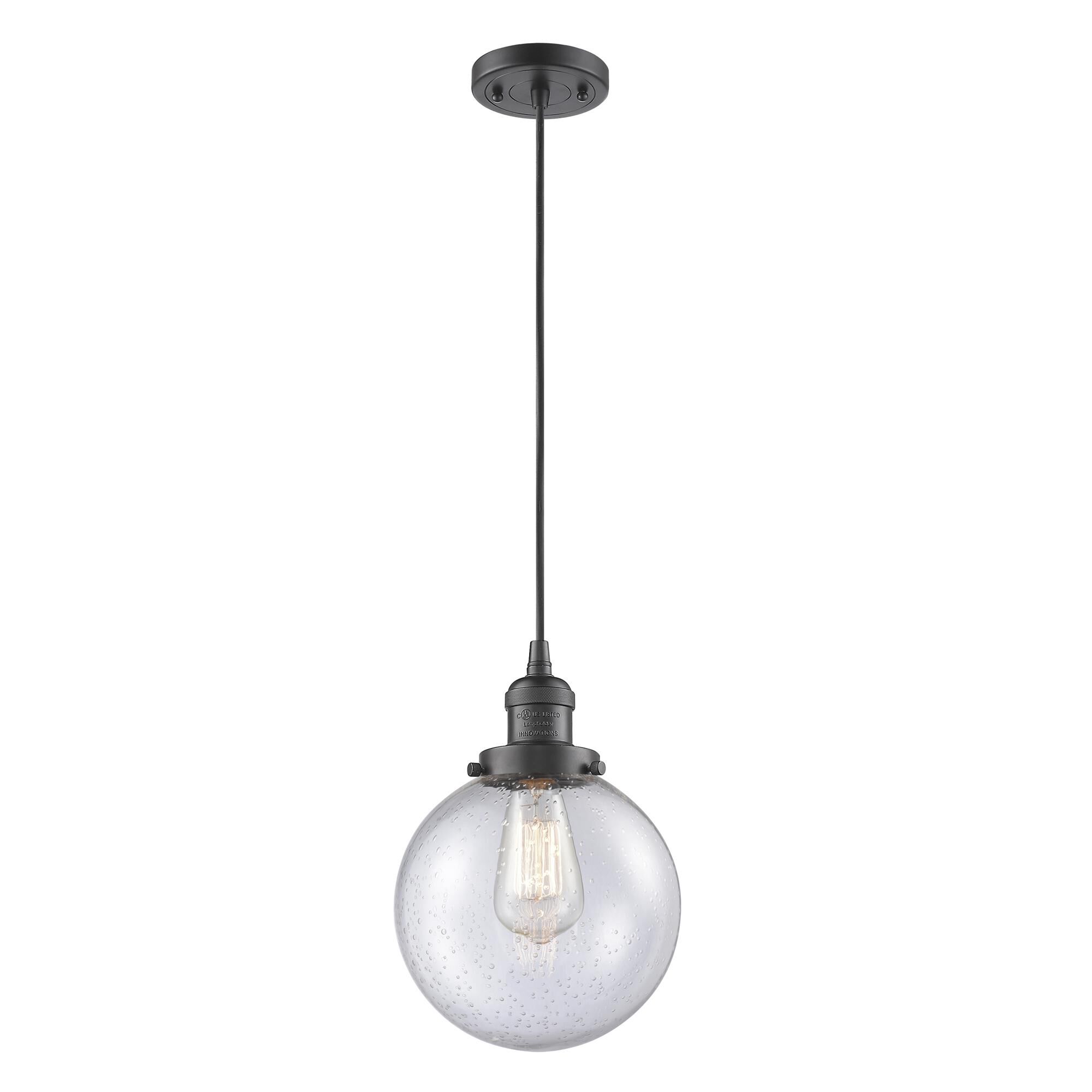 Shown in Oil Rubbed Bronze finish and Seedy glass