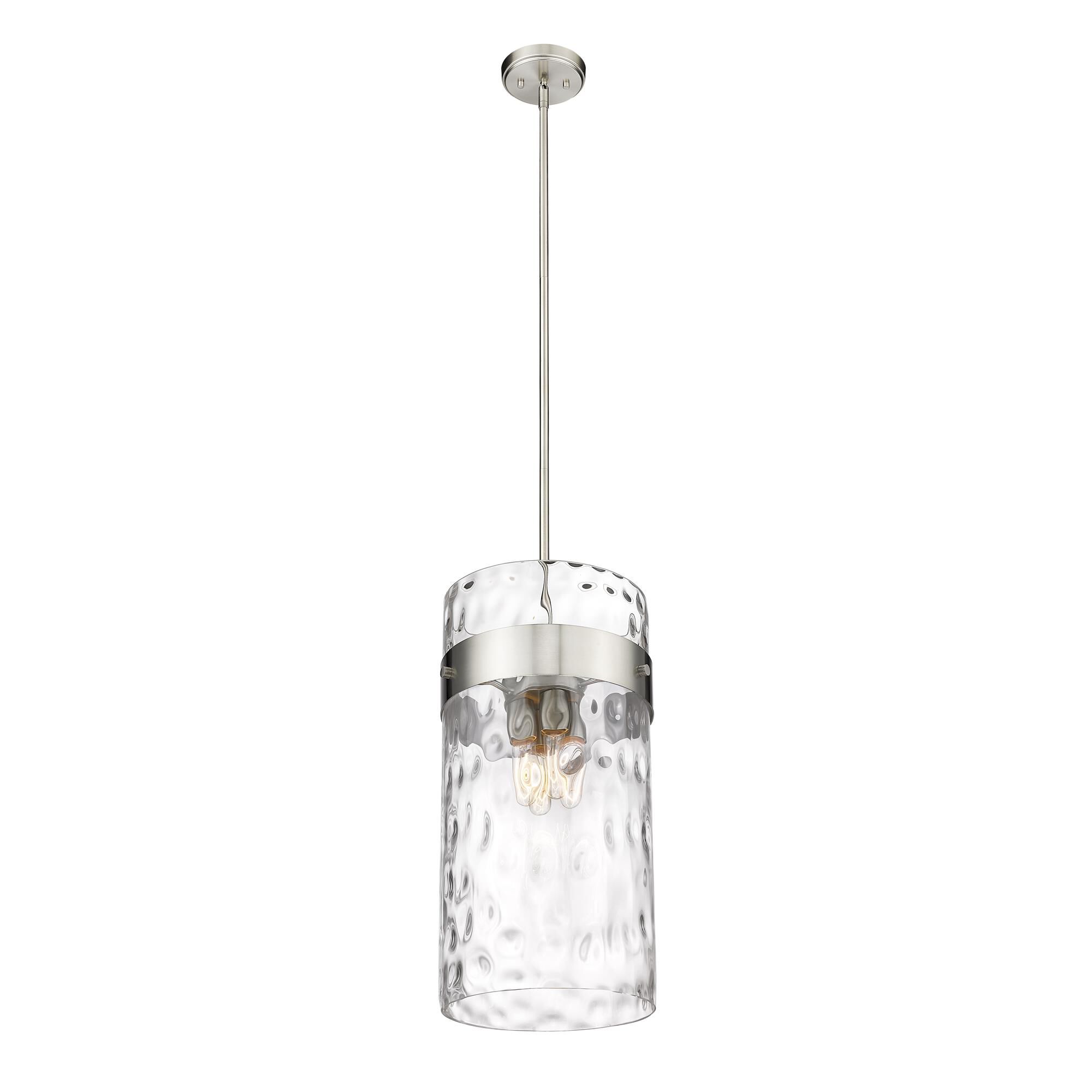Shown in Brushed Nickel finish and Glass shade