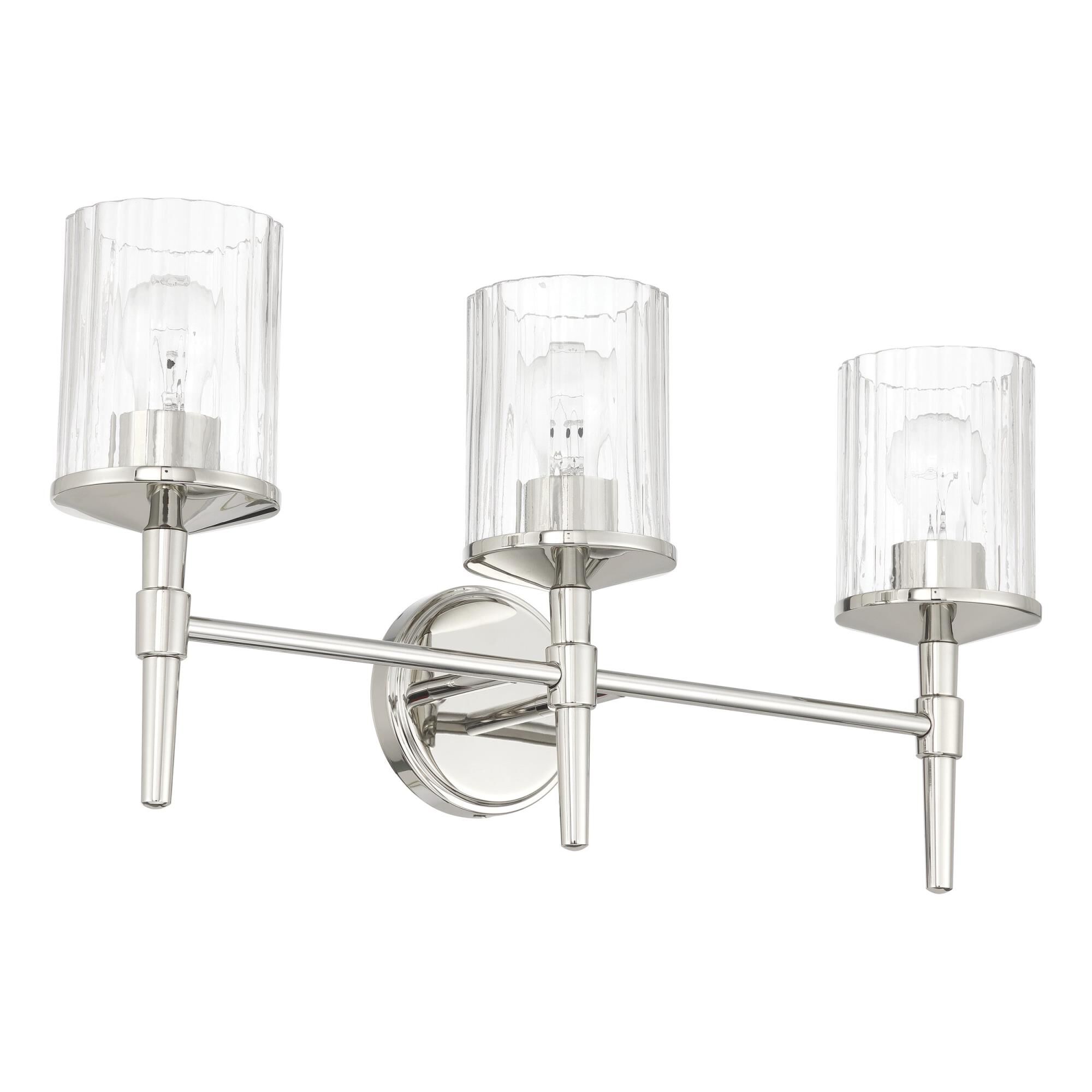 Shown in Polished Nickel finish and Clear Ribbed glass