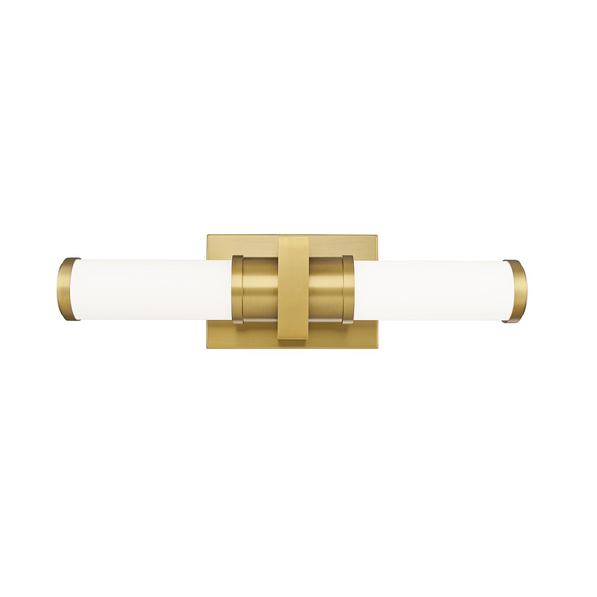 Shown in Modern Gold finish and Opal White glass and Opal White shade