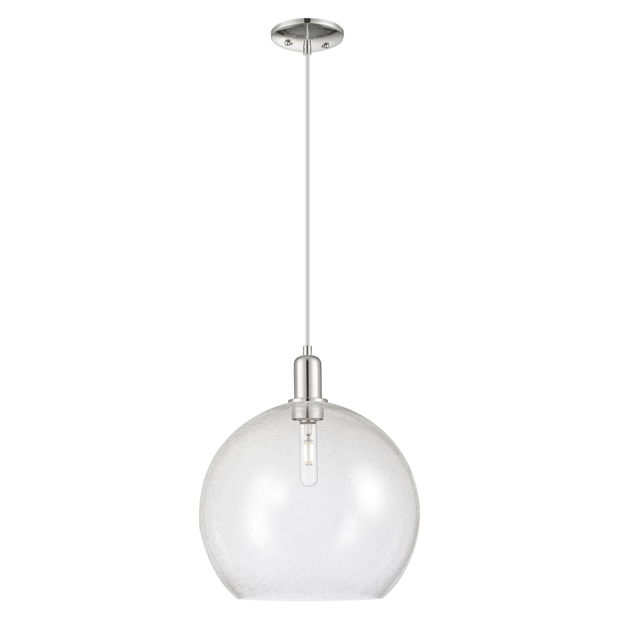 Shown in Polished Nickel finish and Seedy glass