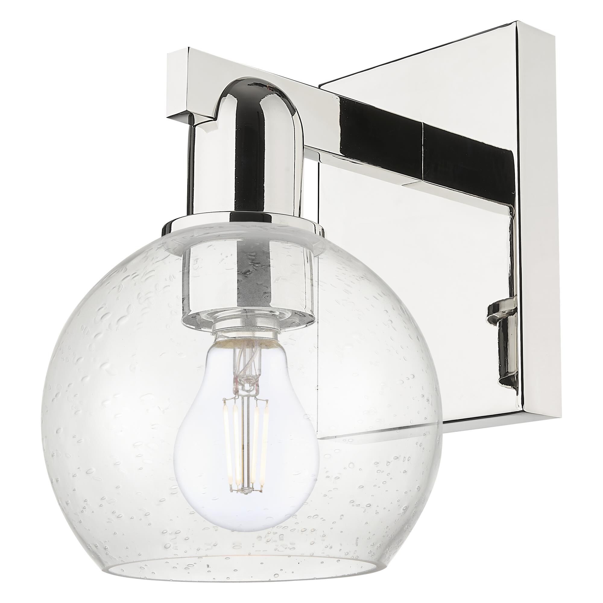 Shown in Polished Nickel finish and Seedy glass