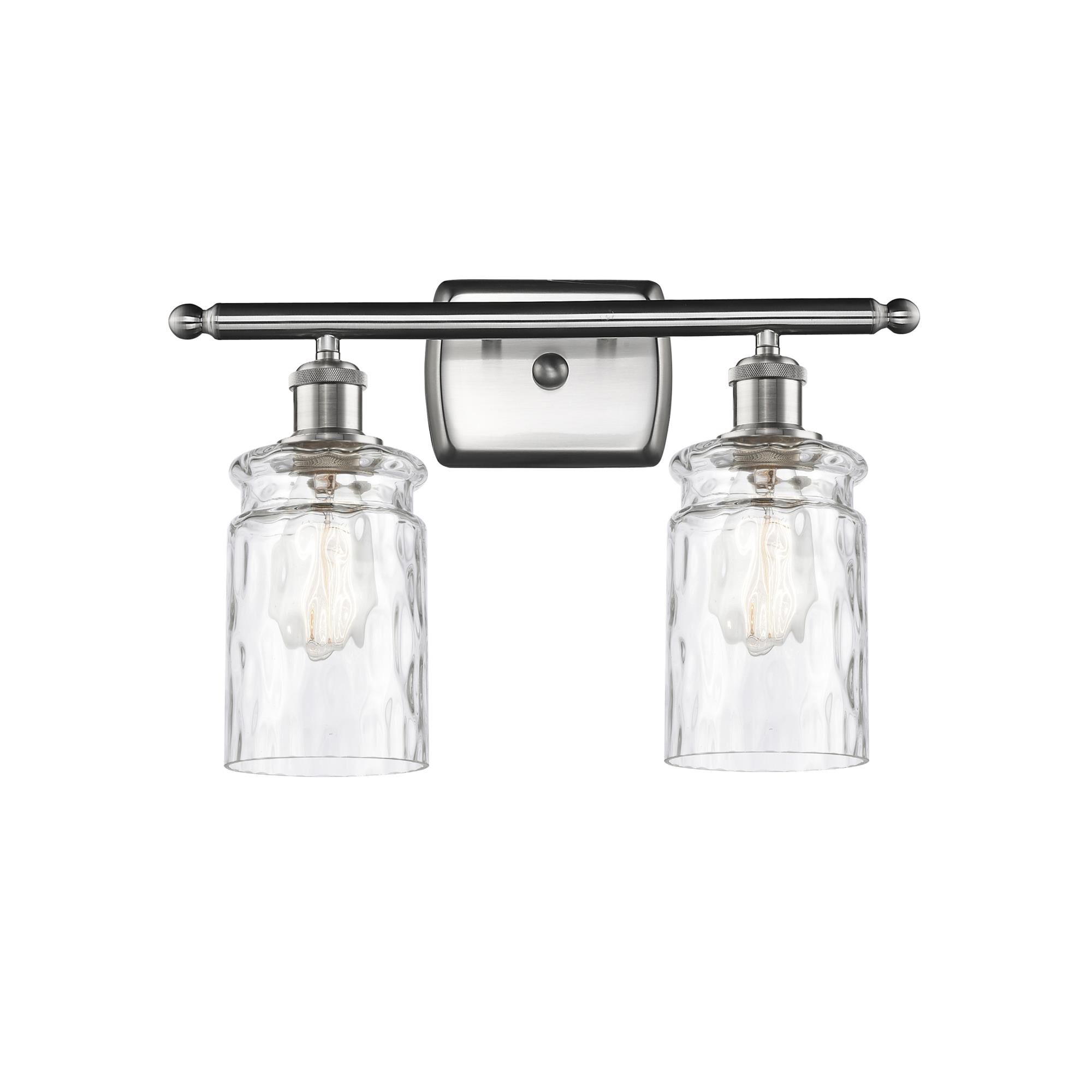 Shown in Brushed Satin Nickel finish and Clear WaterCandor glass