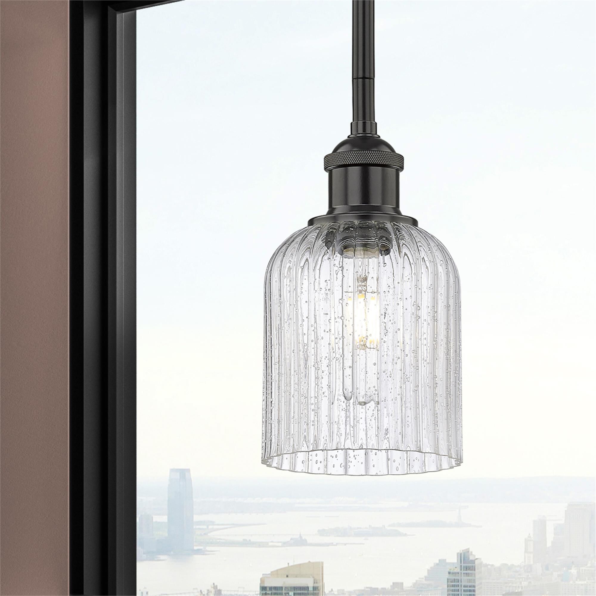 Shown in Matte Black finish and Seedy glass