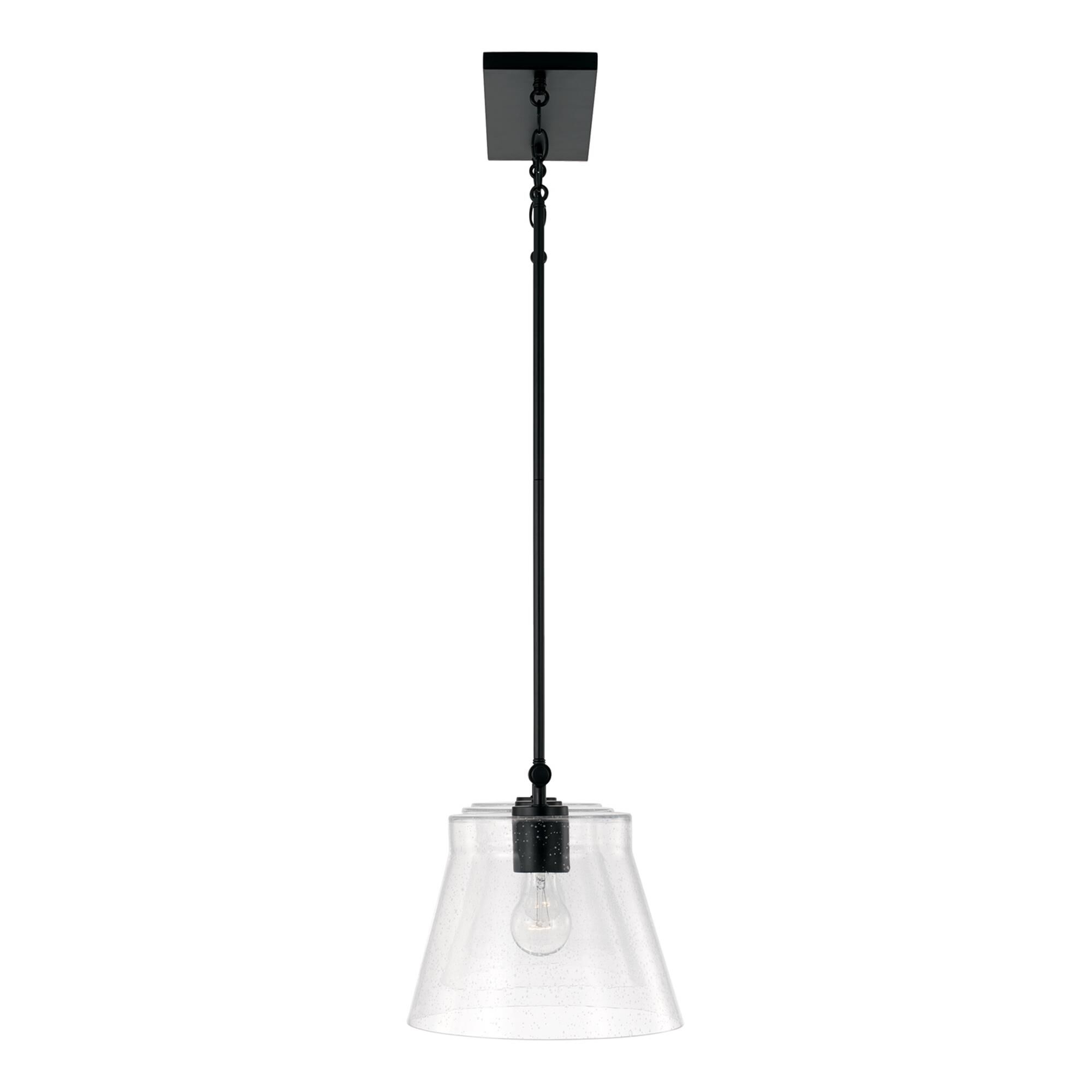 Shown in Matte Black finish and Clear Seeded glass