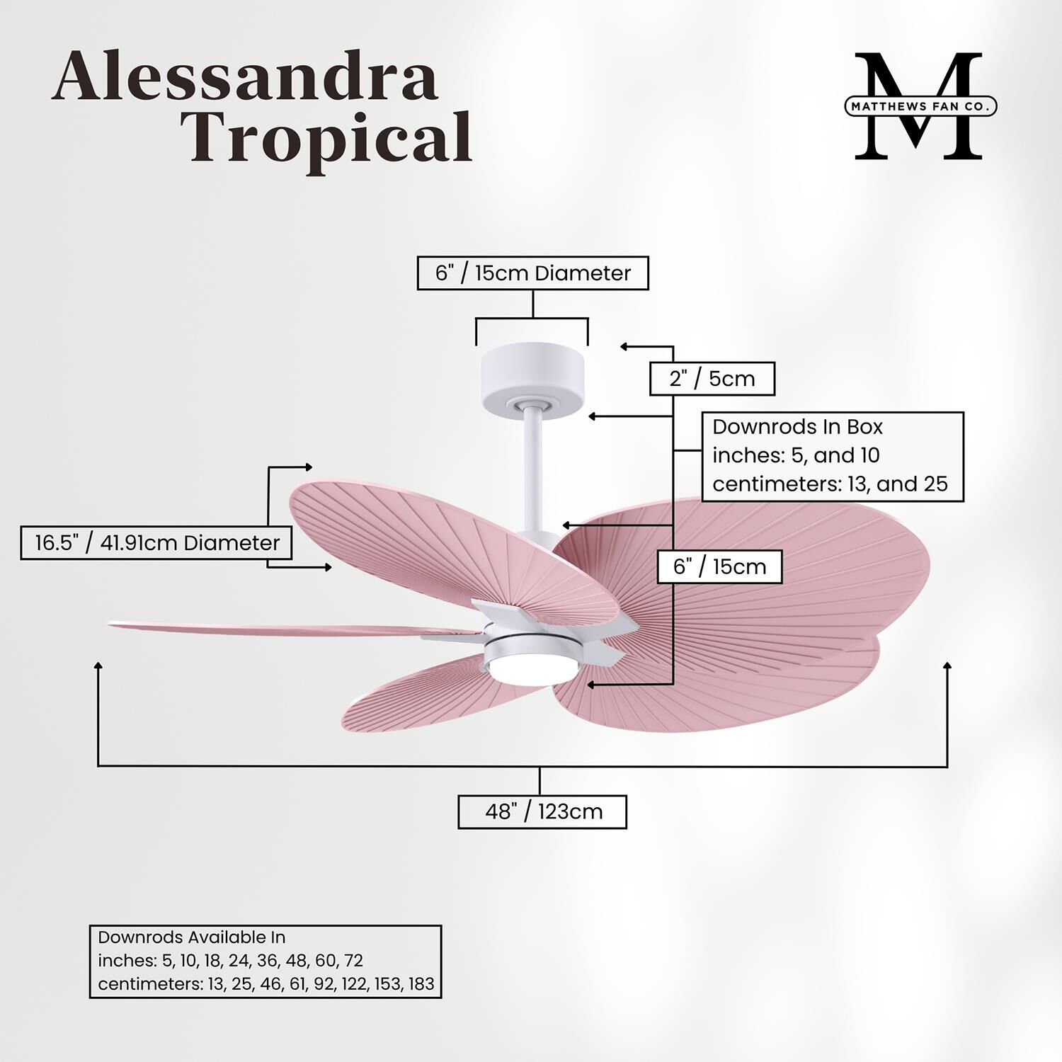 Alessandra Tropical Outdoor Rated 48 Inch Ceiling Fan with Light Kit by Matthews Fan Company