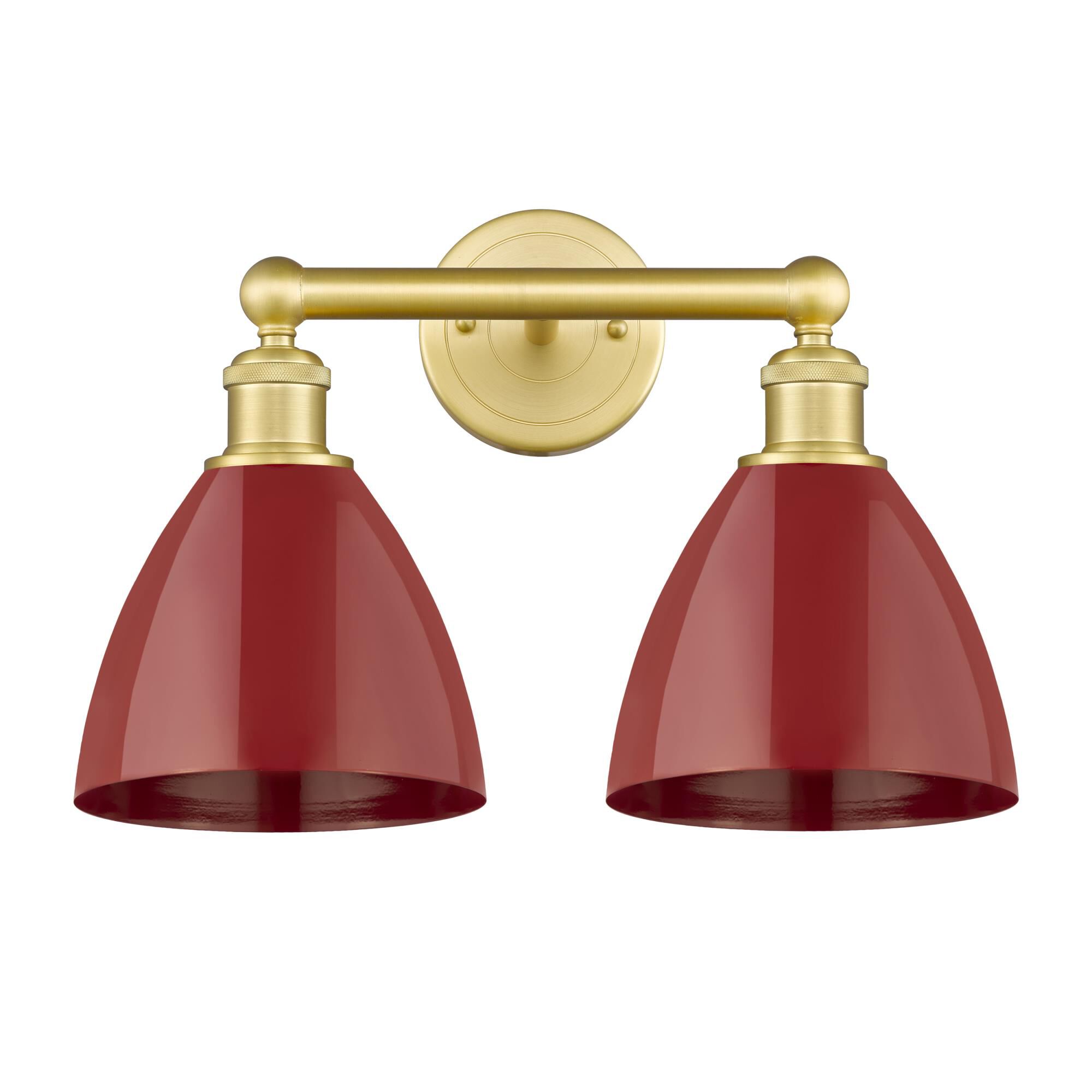 Shown in Satin Gold finish and Red shade