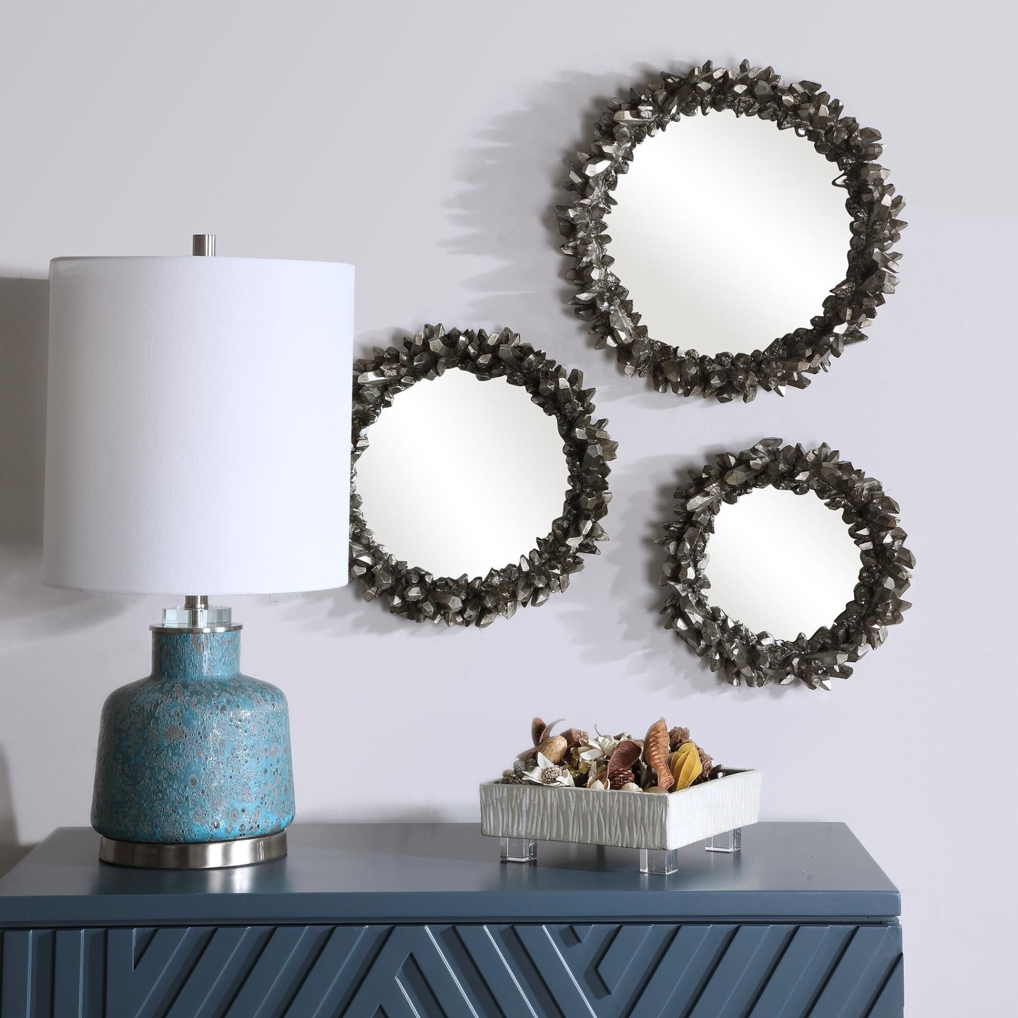 Shown in Inspired By Worldly Adventures And A Well Traveled Lifestyle, This Set Of Three Mirrors Display A Na finish