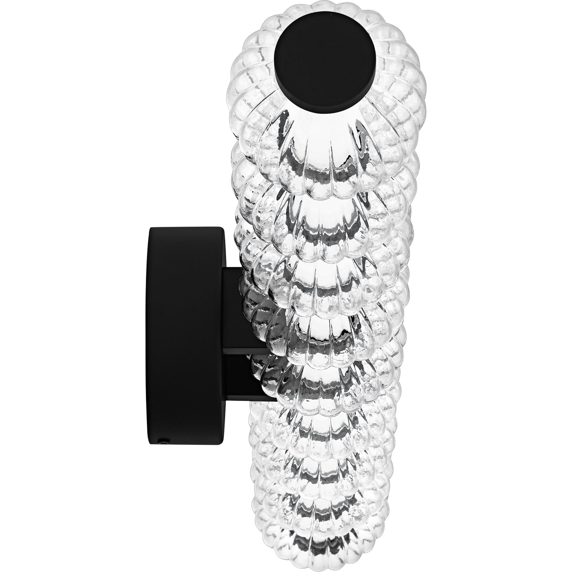 Shown in Matte Black finish and Clear Ribbed Glass shade