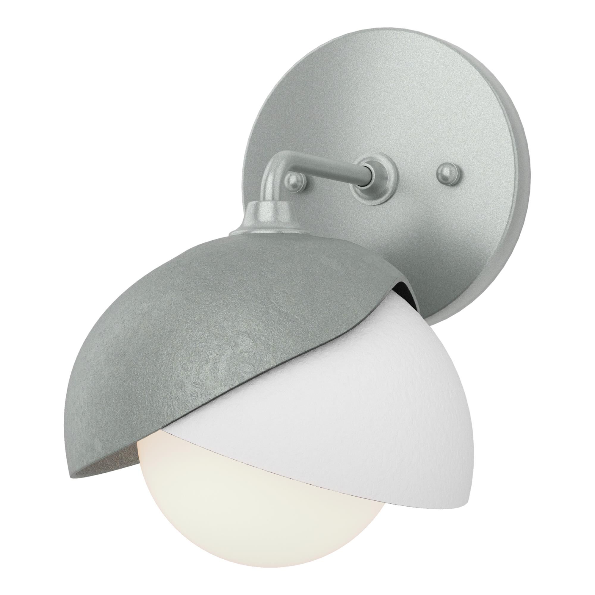 Shown in Vintage Platinum finish and Opal glass and White accent