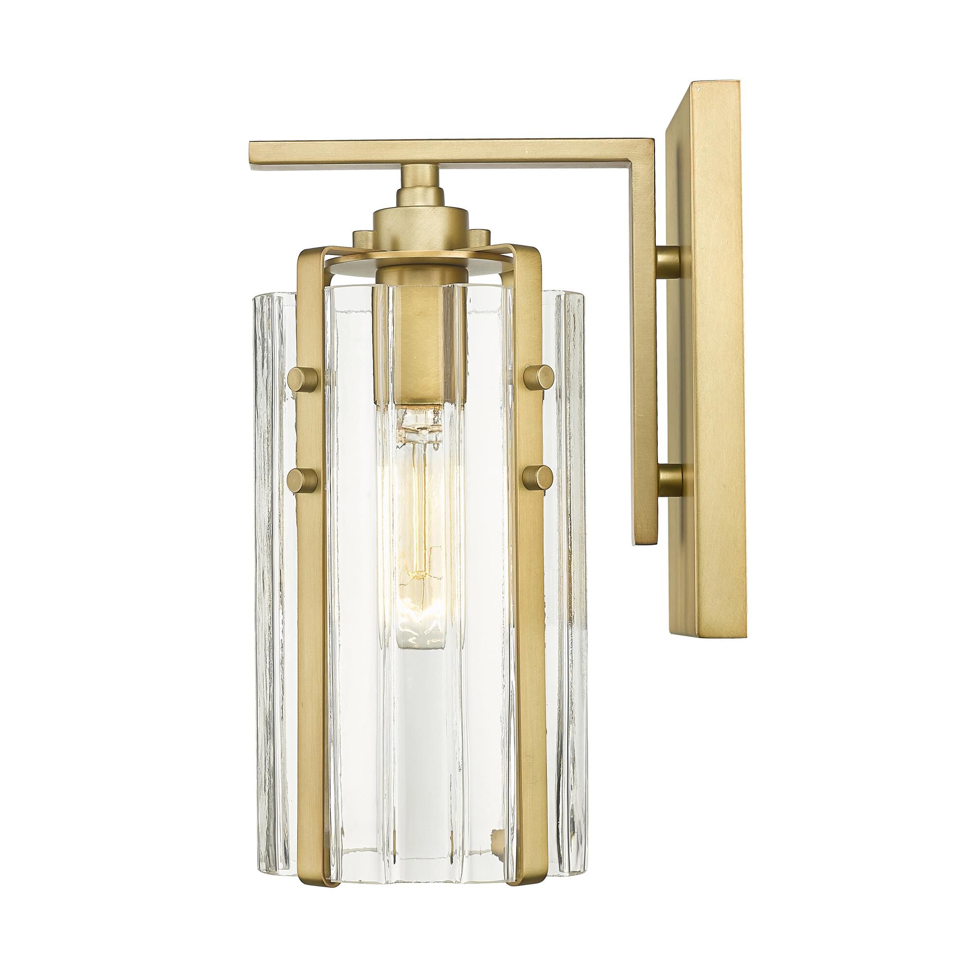 Shown in Rubbed Brass finish and Clear glass and Clear shade