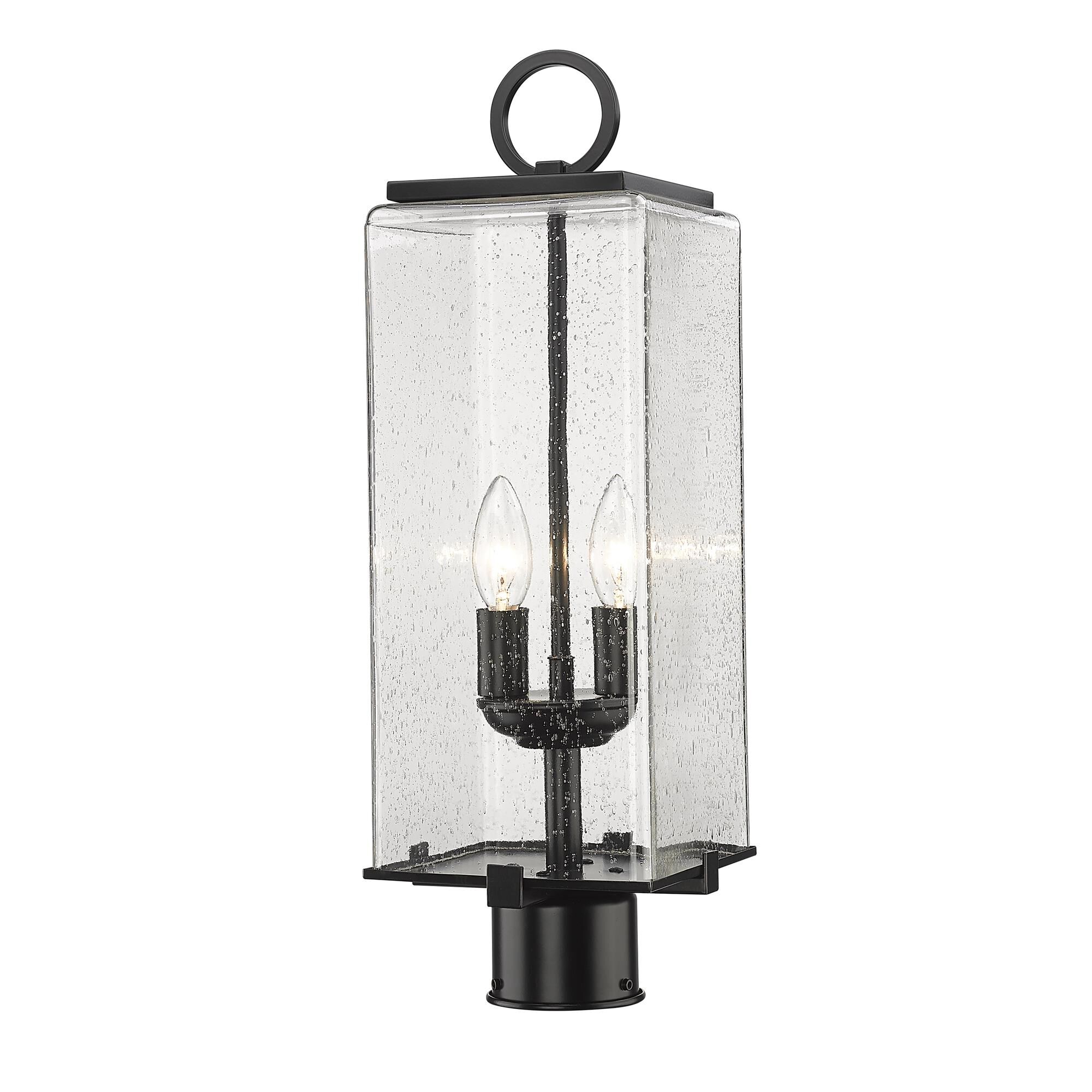 Shown in Black finish and Glass shade