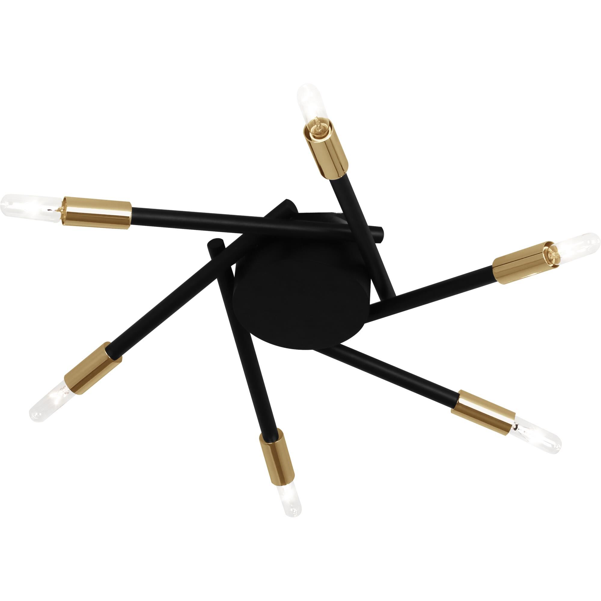 Shown in Modern Brass Finish With Matte Black Accents finish