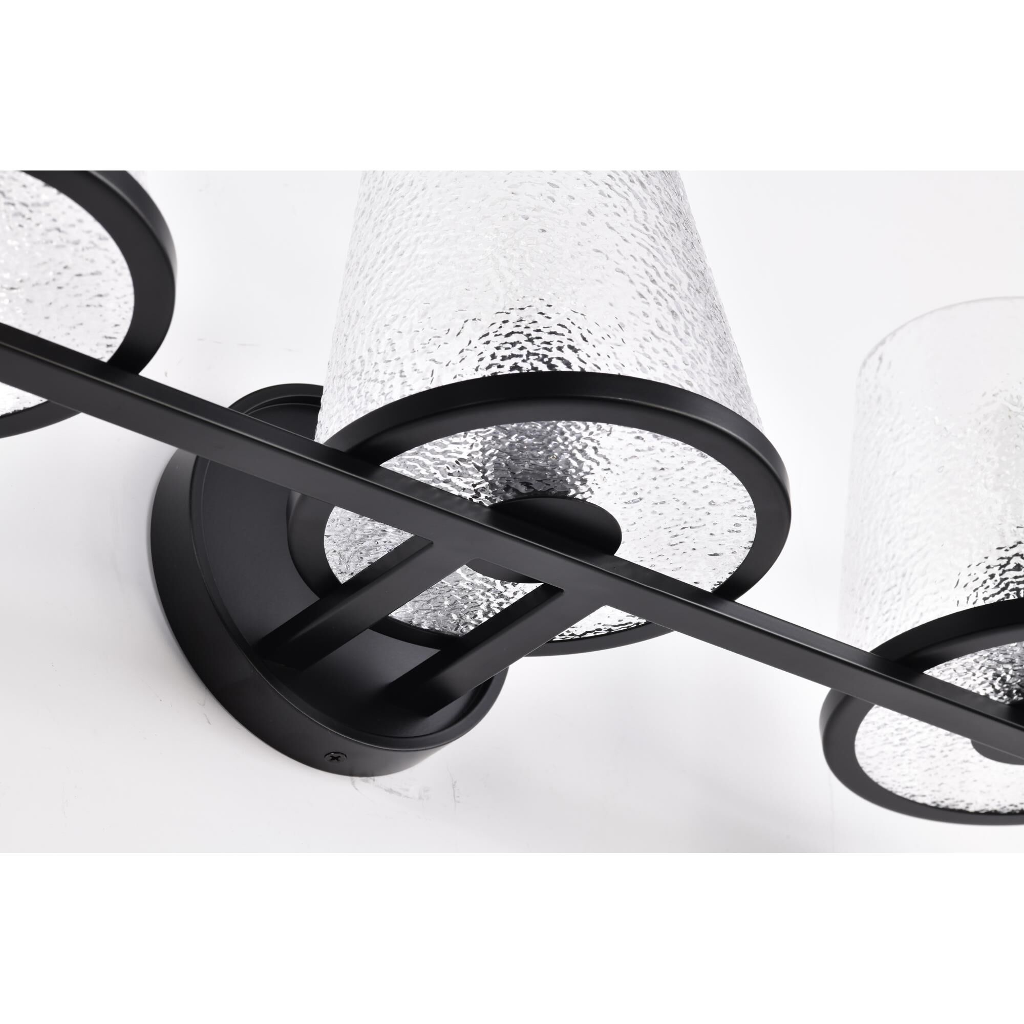 Shown in Black finish and Hammered glass