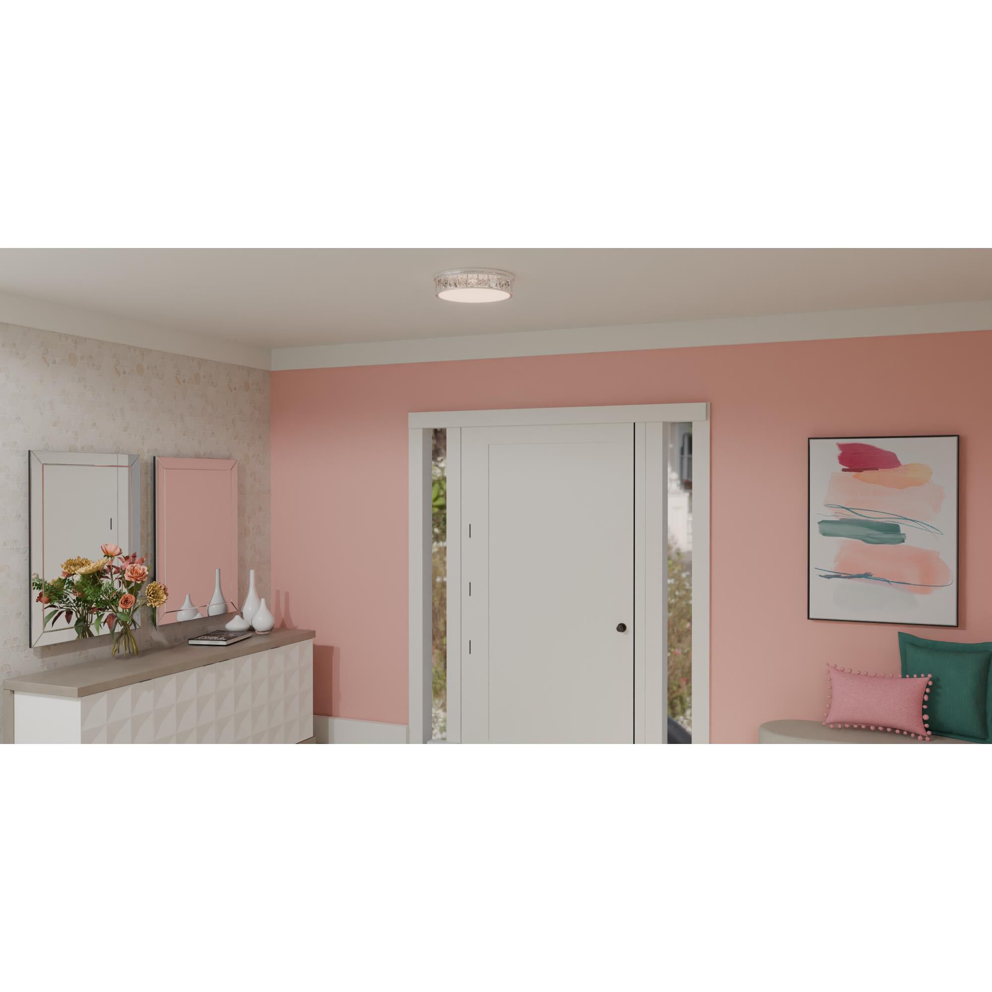 Shown in Polished Chrome finish and Clear Crystal glass