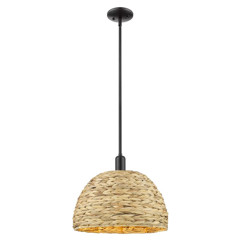 Bruno Marashlian Woven Rattan 16 Inch Large Pendant by Innovations Lighting