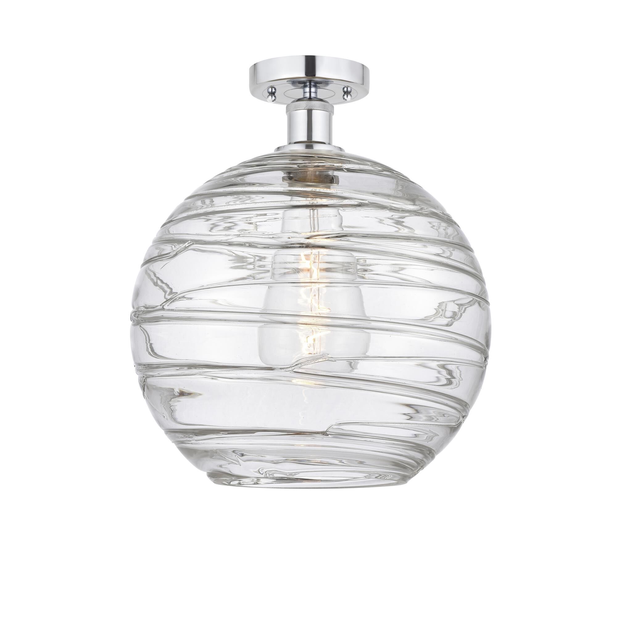 Shown in Polished Chrome finish and Clear Deco Swirl glass