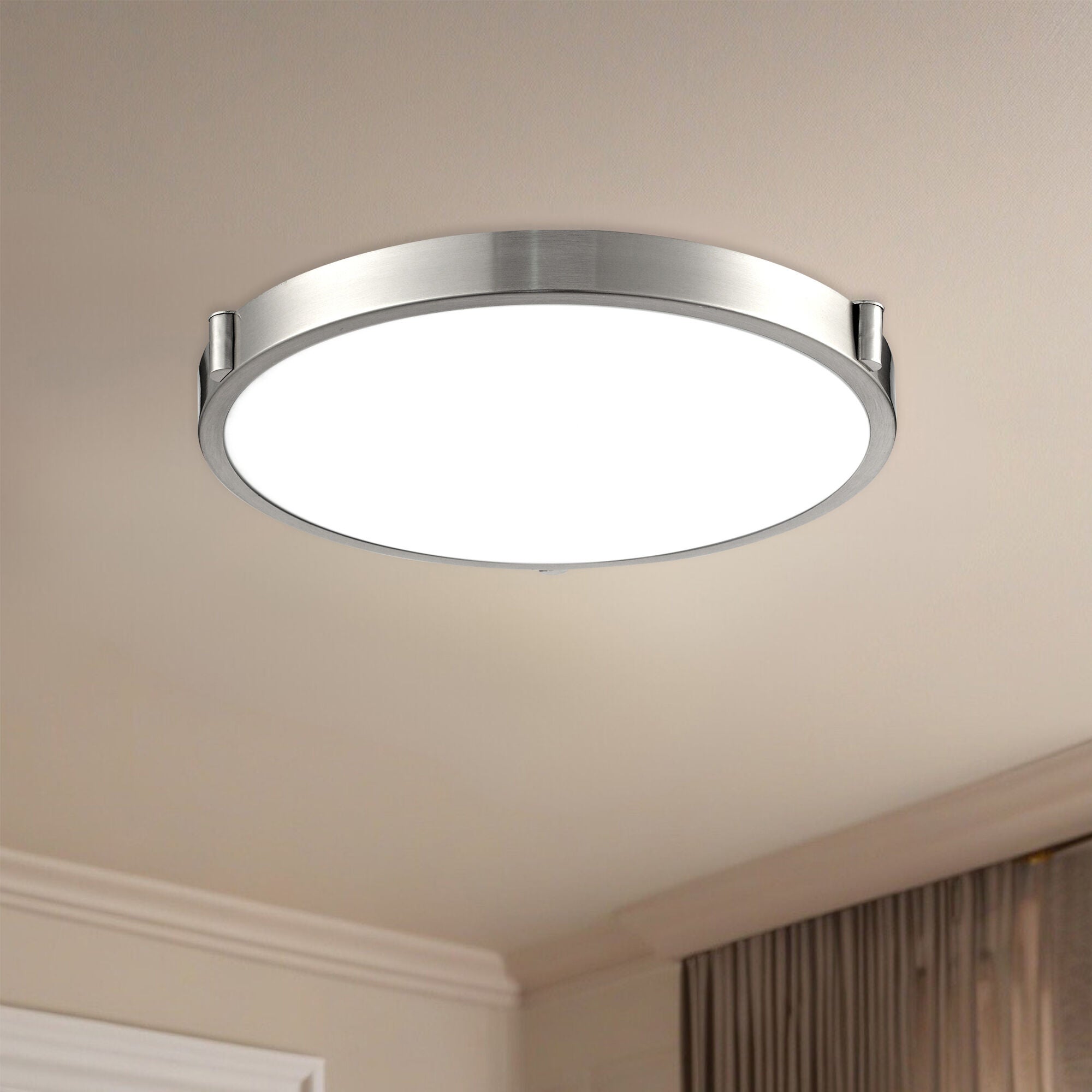 Shown in Brushed Nickel finish and Opal glass