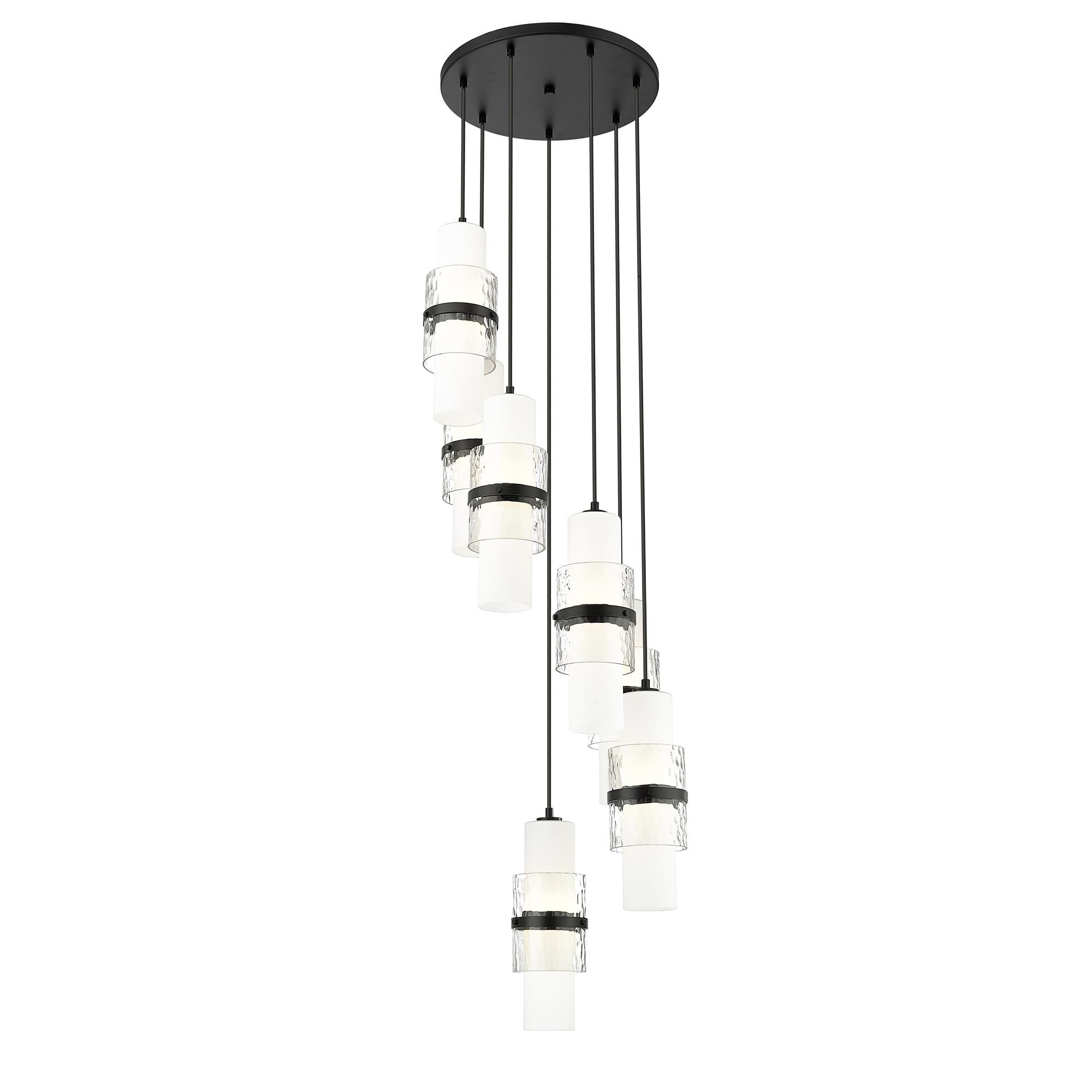 Shown in Matte Black finish and Clear + Etched Opal glass and Clear + Etched Opal shade
