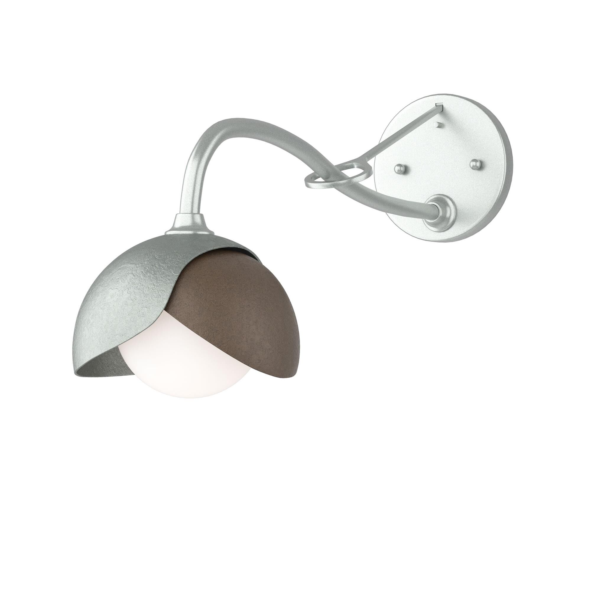Shown in Vintage Platinum finish and Opal glass and Bronze (05) accent