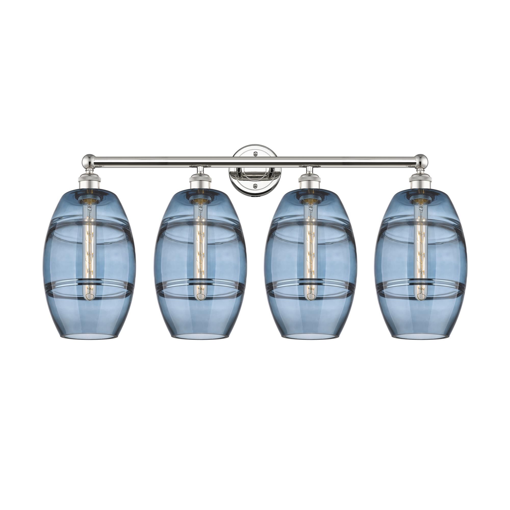 Shown in Polished Nickel finish and Princess Blue glass