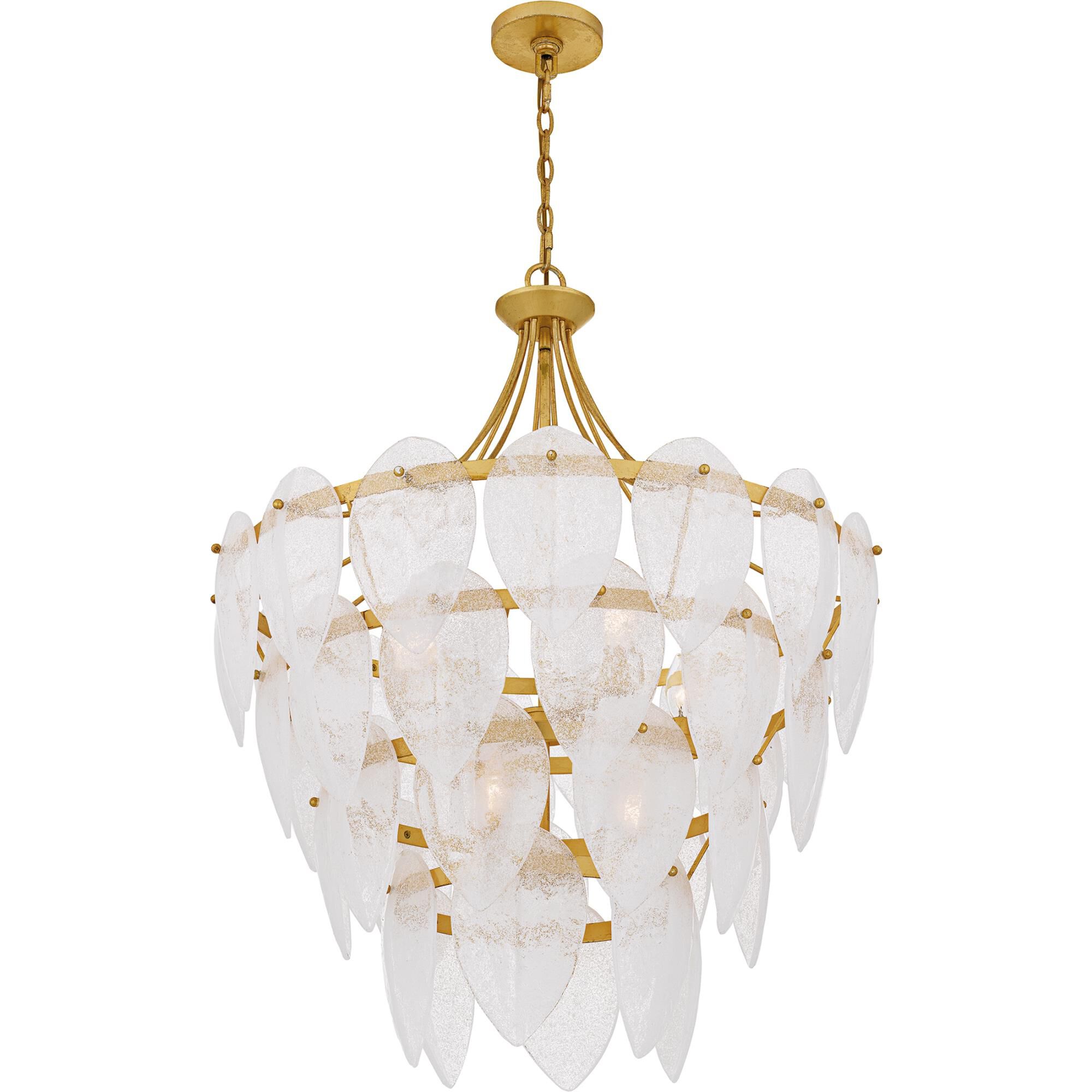 Shown in Gold Leaf finish and Clear Seedy Glass shade