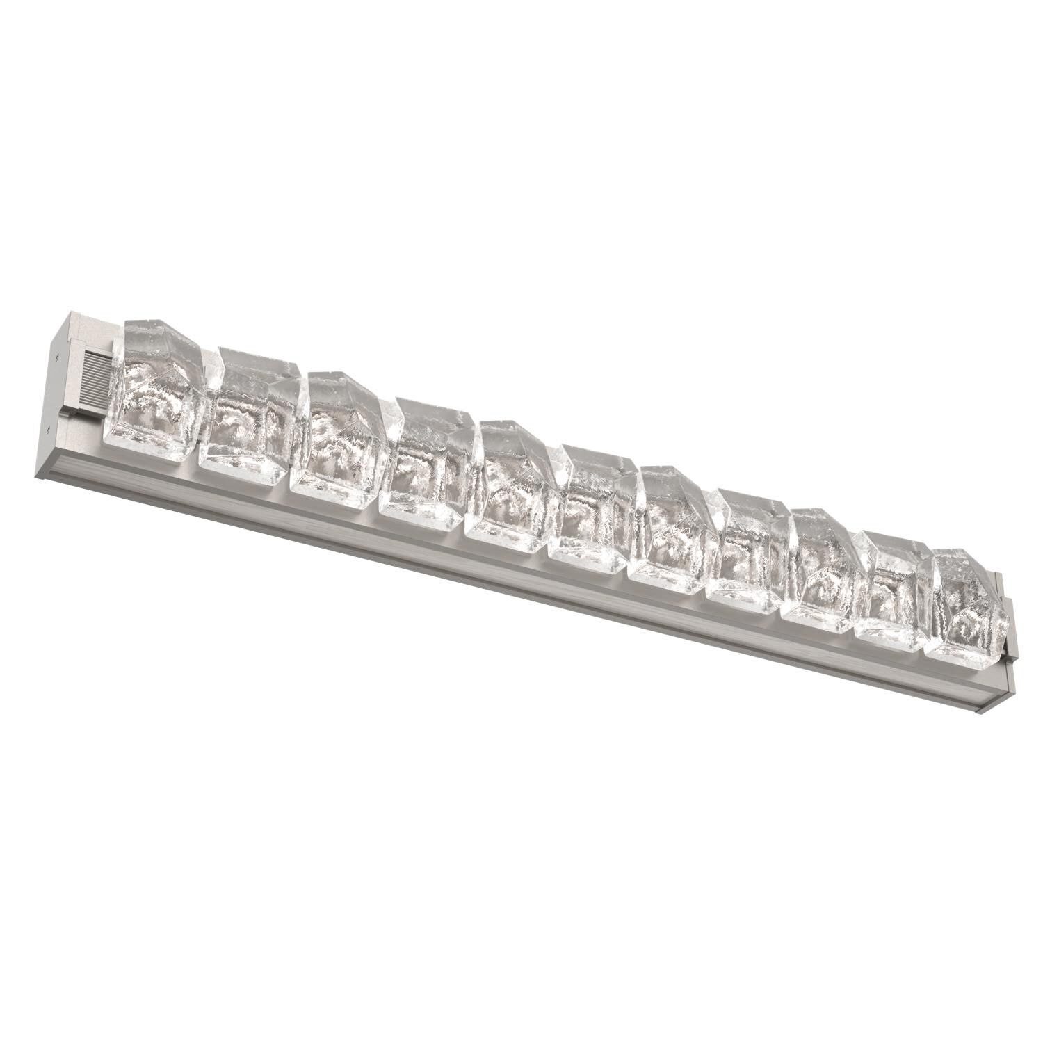 Shown in Beige Silver finish and Clear Stone glass and Light Oak accent