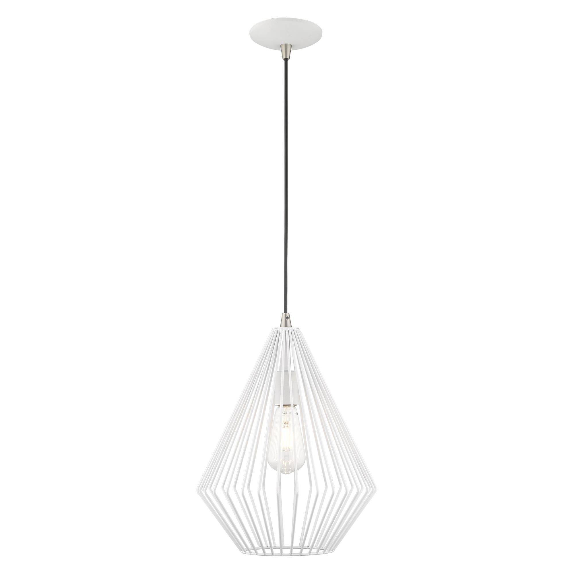 Shown in White finish and White Geometric Metal shade