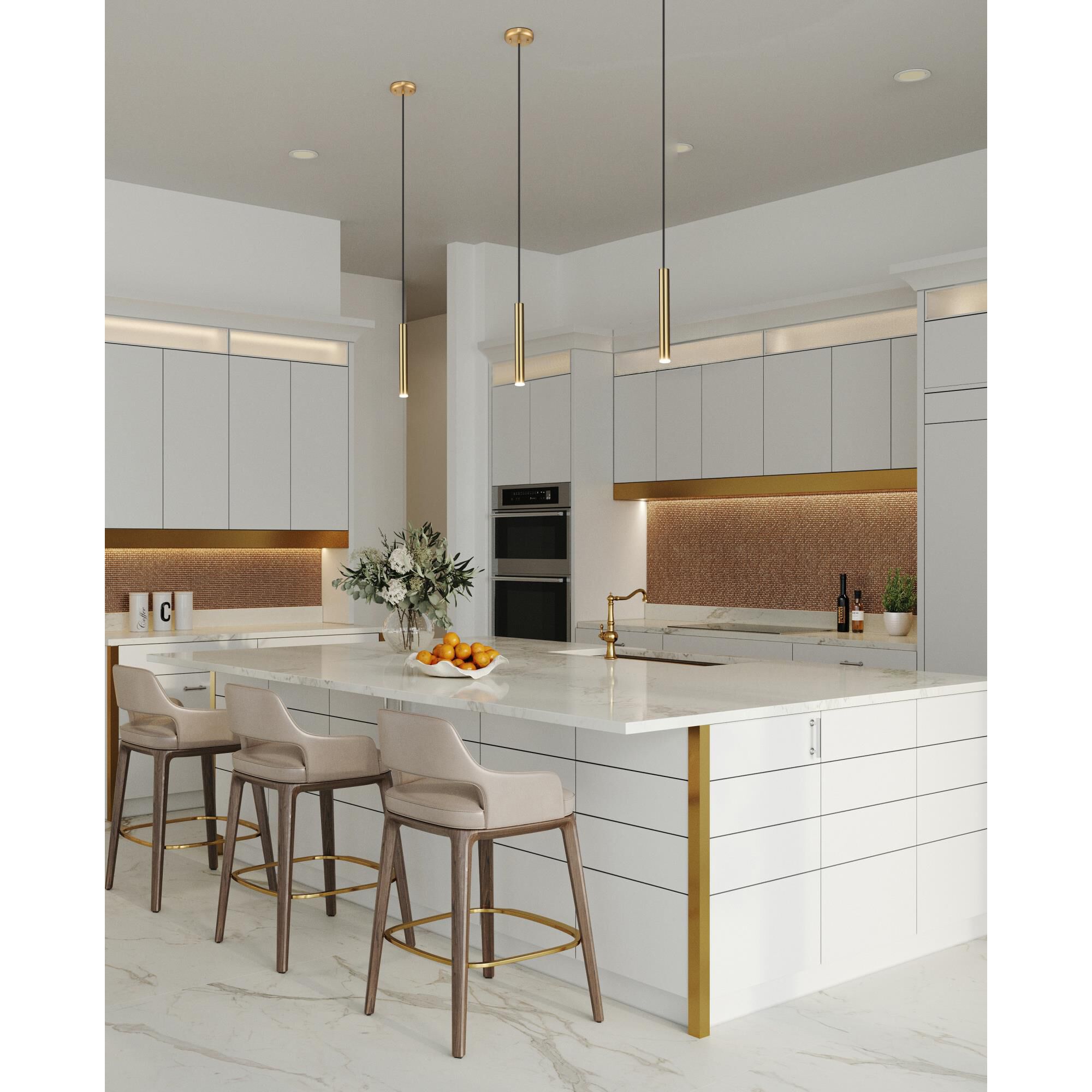 Shown in Modern Gold finish and Modern Gold glass and Modern Gold shade