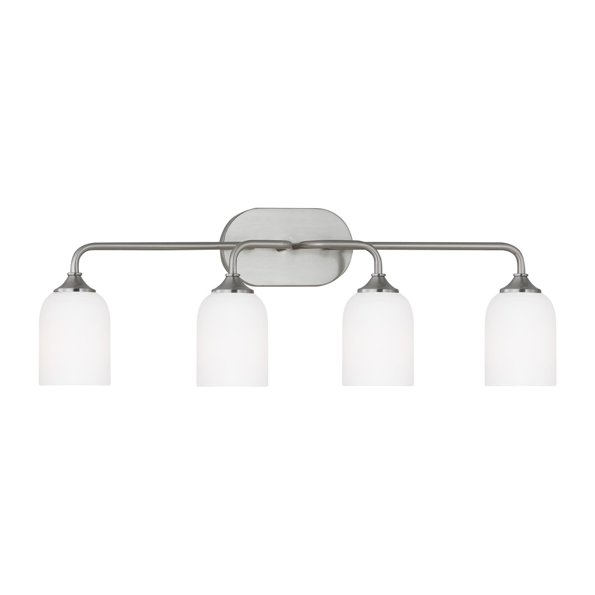 Shown in Brushed Steel finish and Etched / White Inside Glass s shade
