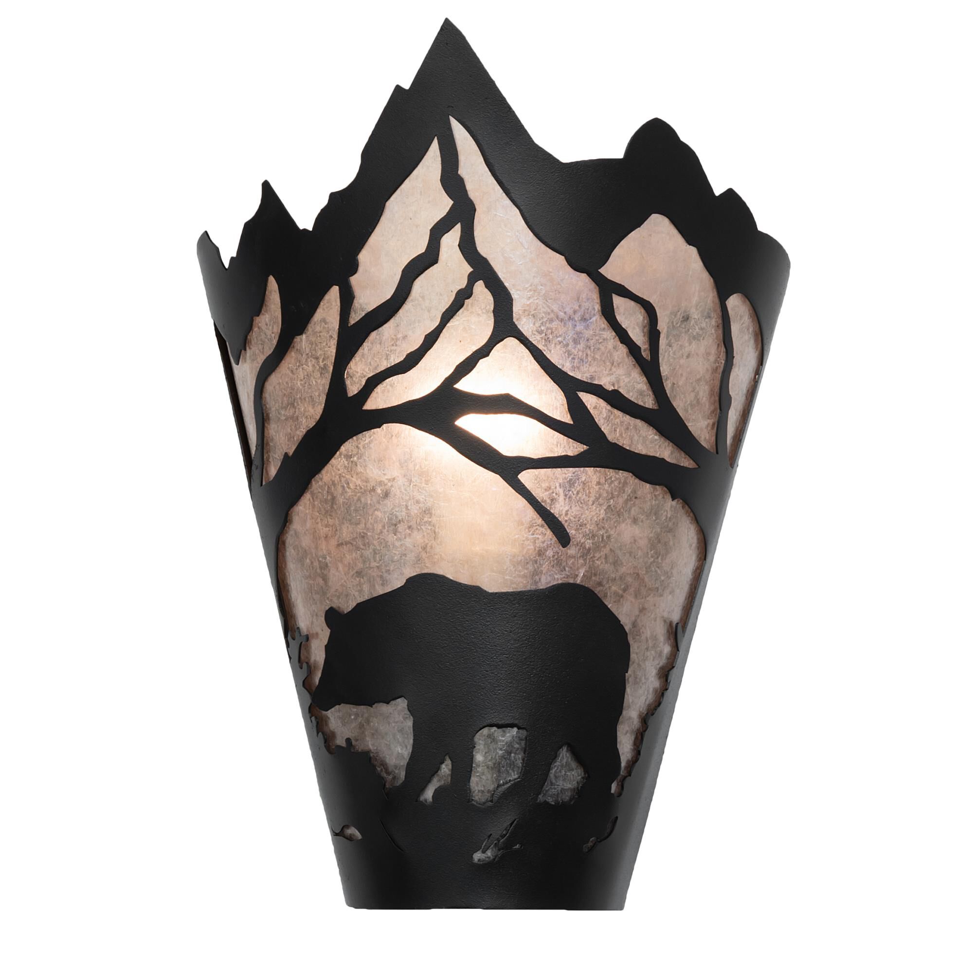 Shown with Black Metal Finish;Silver Mica glass