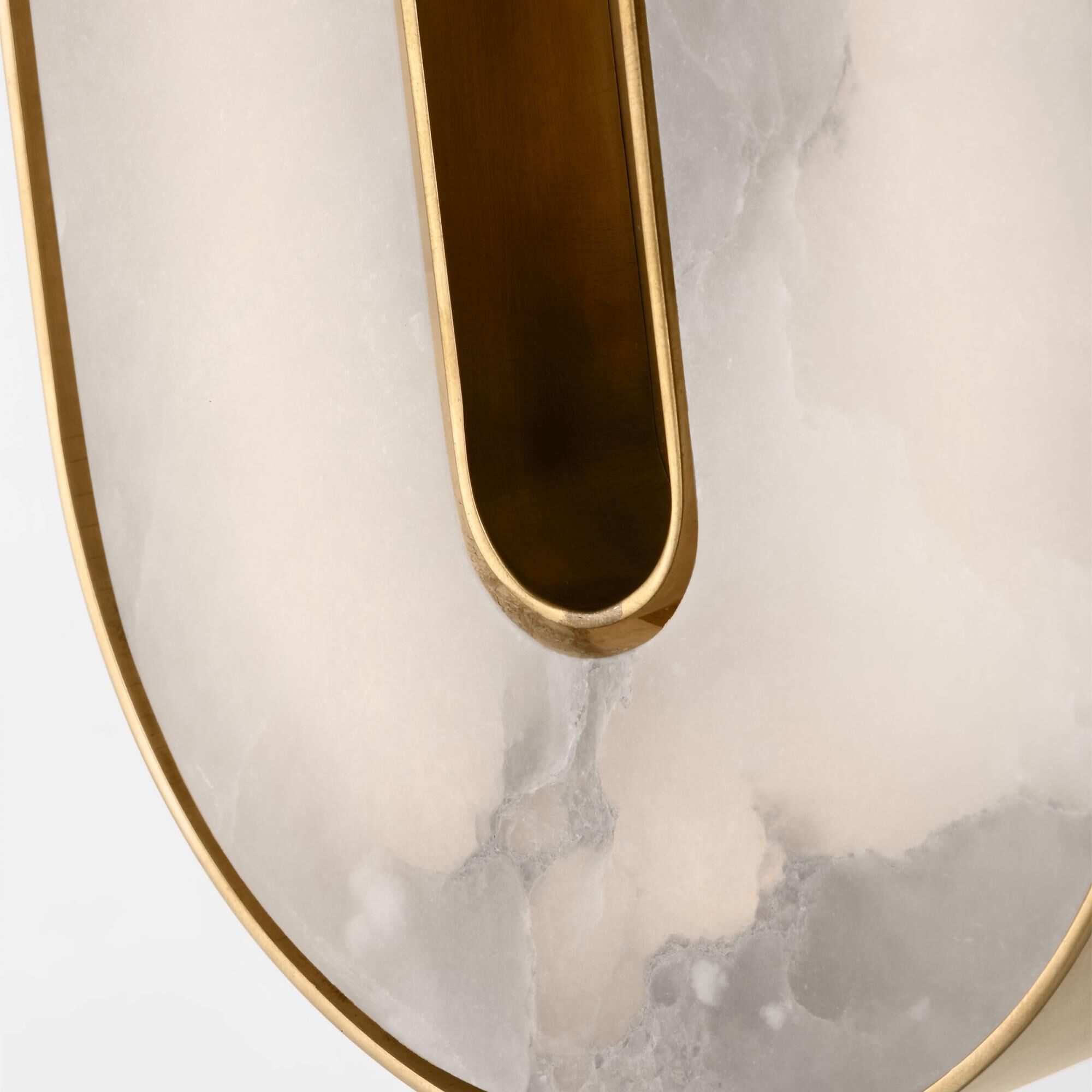 Shown in Hand Rubbed Antique Brass finish and Alabaster shade