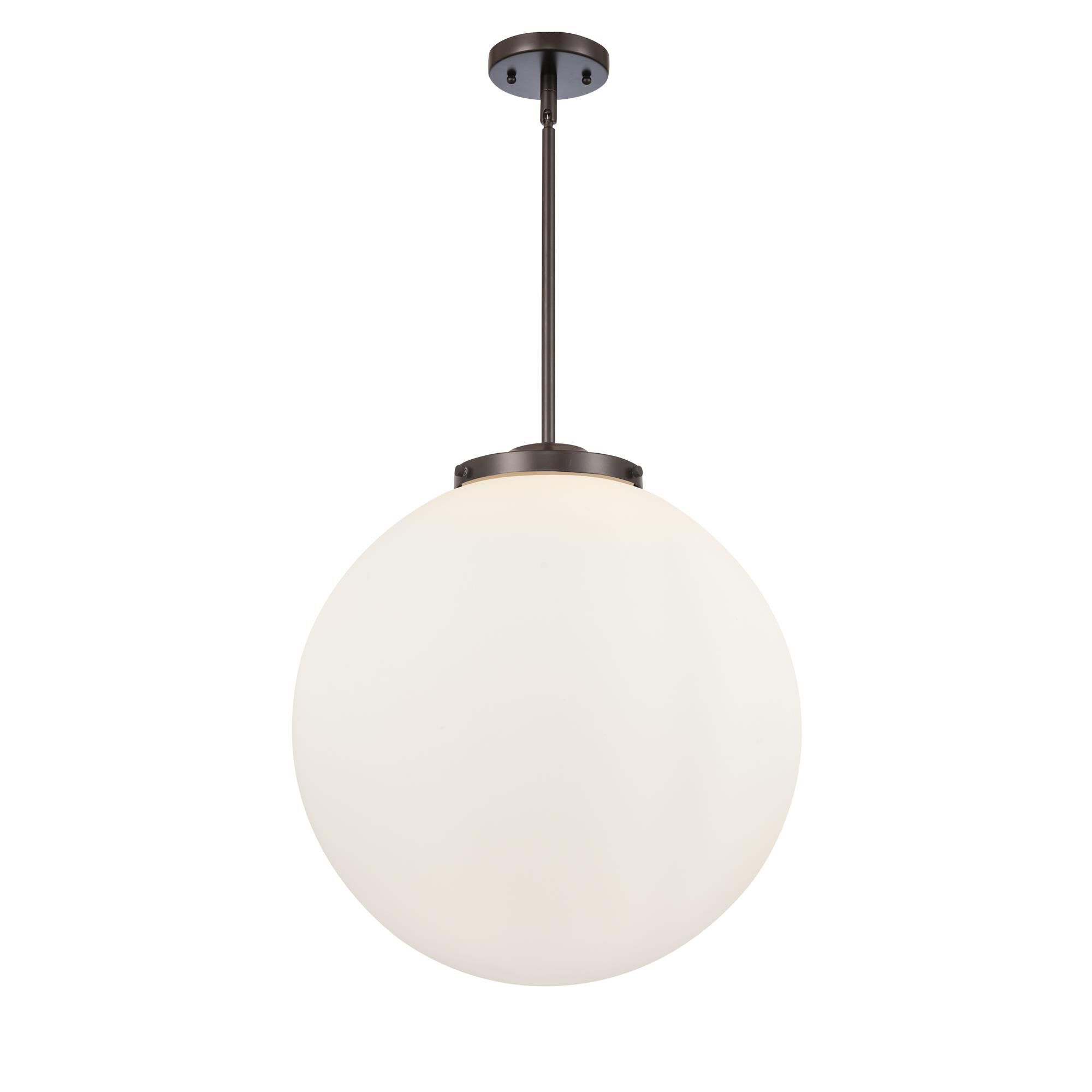 Shown in Oil Rubbed Bronze finish and Matte White Cased Beacon glass