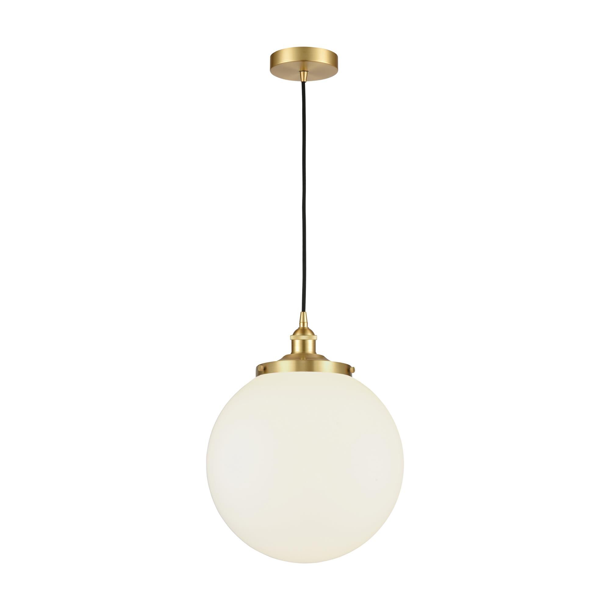 Shown in Satin Gold finish and Matte White glass