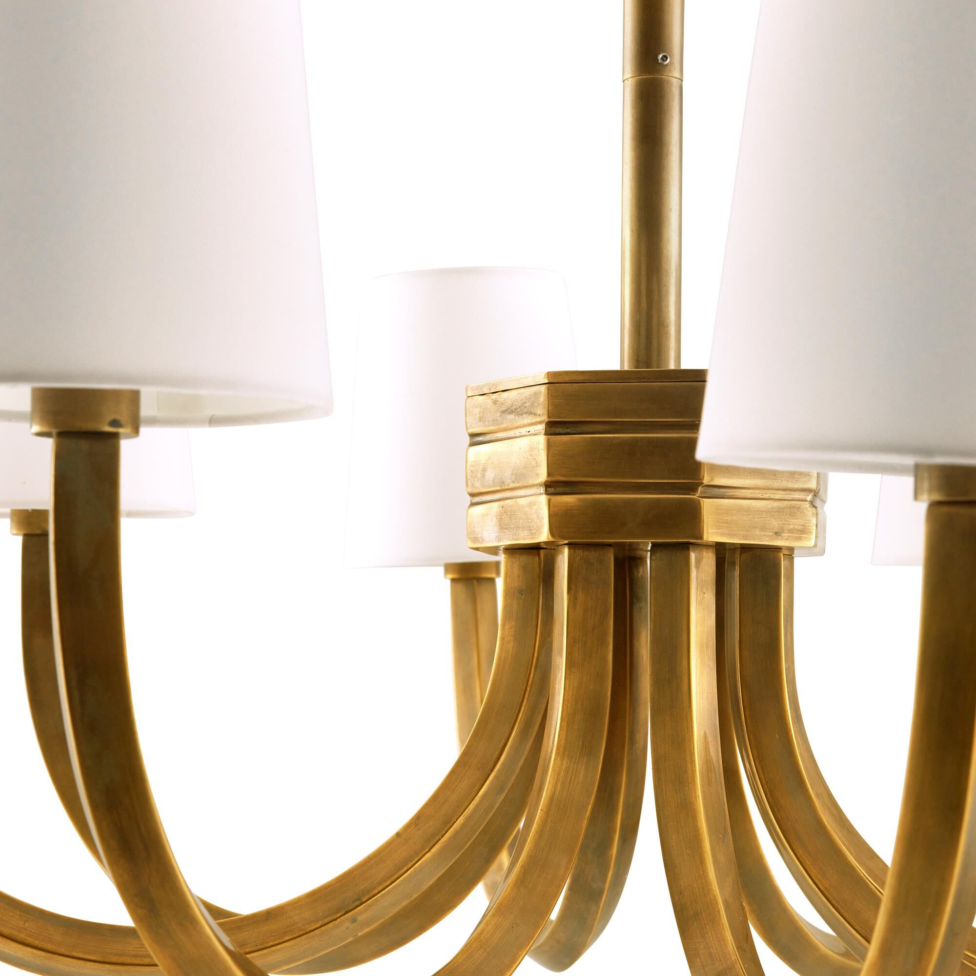 Shown in Vintage Brass finish and Microfiber shade