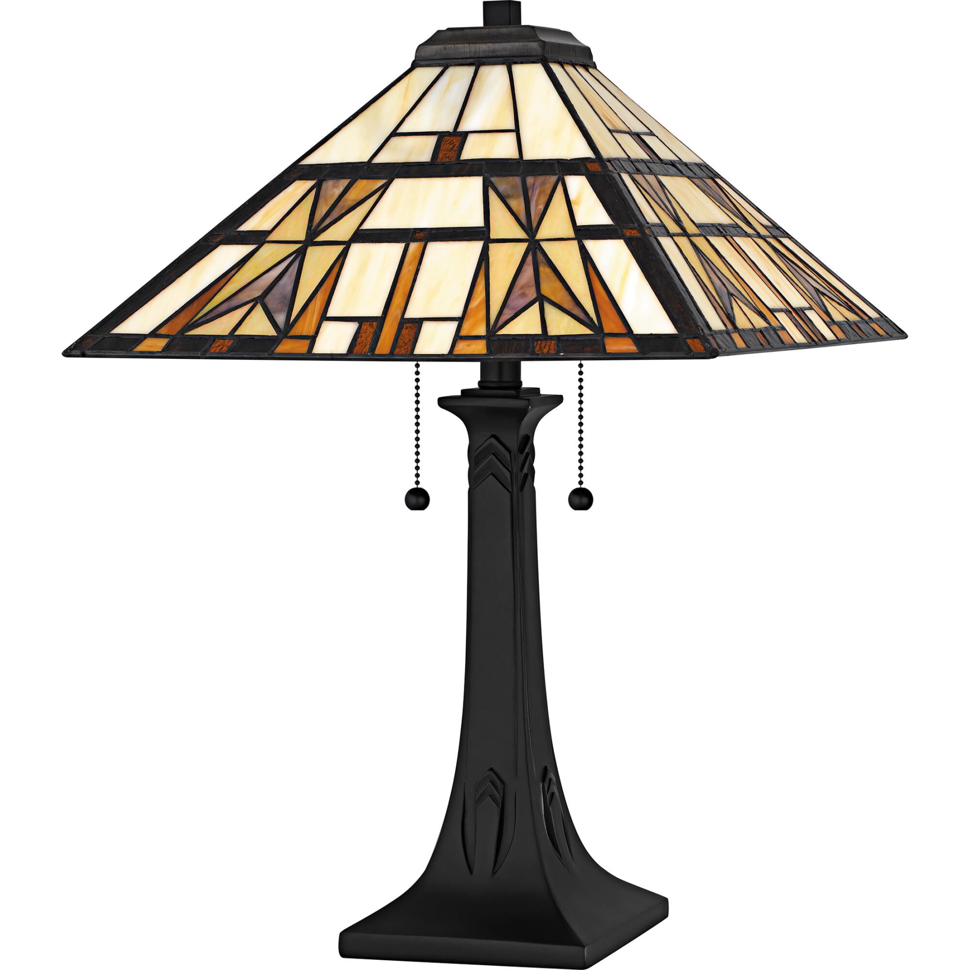 Shown in Matte Black finish and Multicolor Art Glass shade