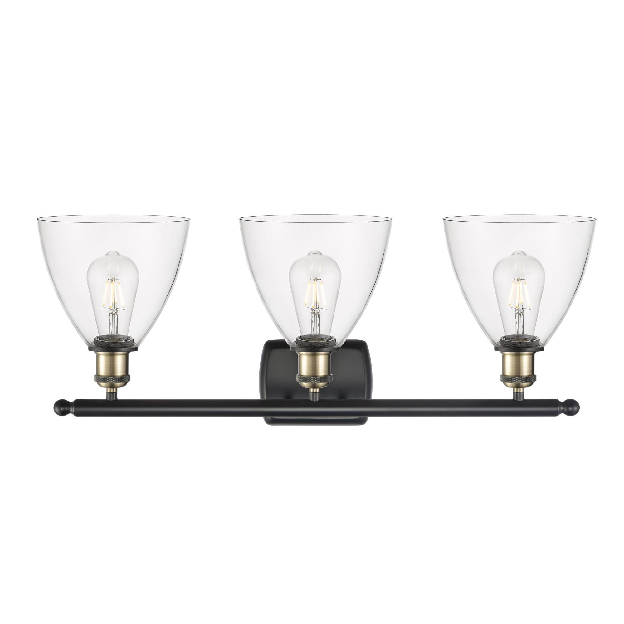 Shown in Black Antique Brass finish and Clear Ballston Dome glass and No Shade shade